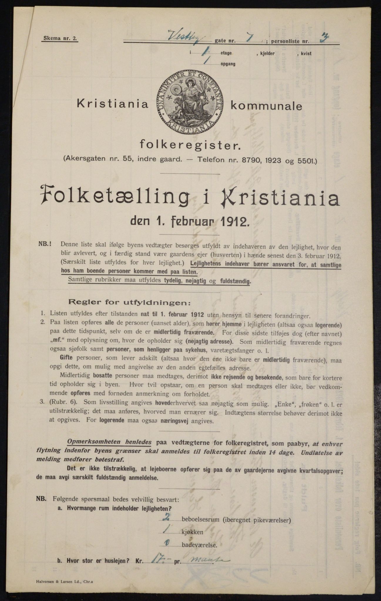 OBA, Kommunal folketelling 1.2.1912 for Kristiania, 1912, s. 122303