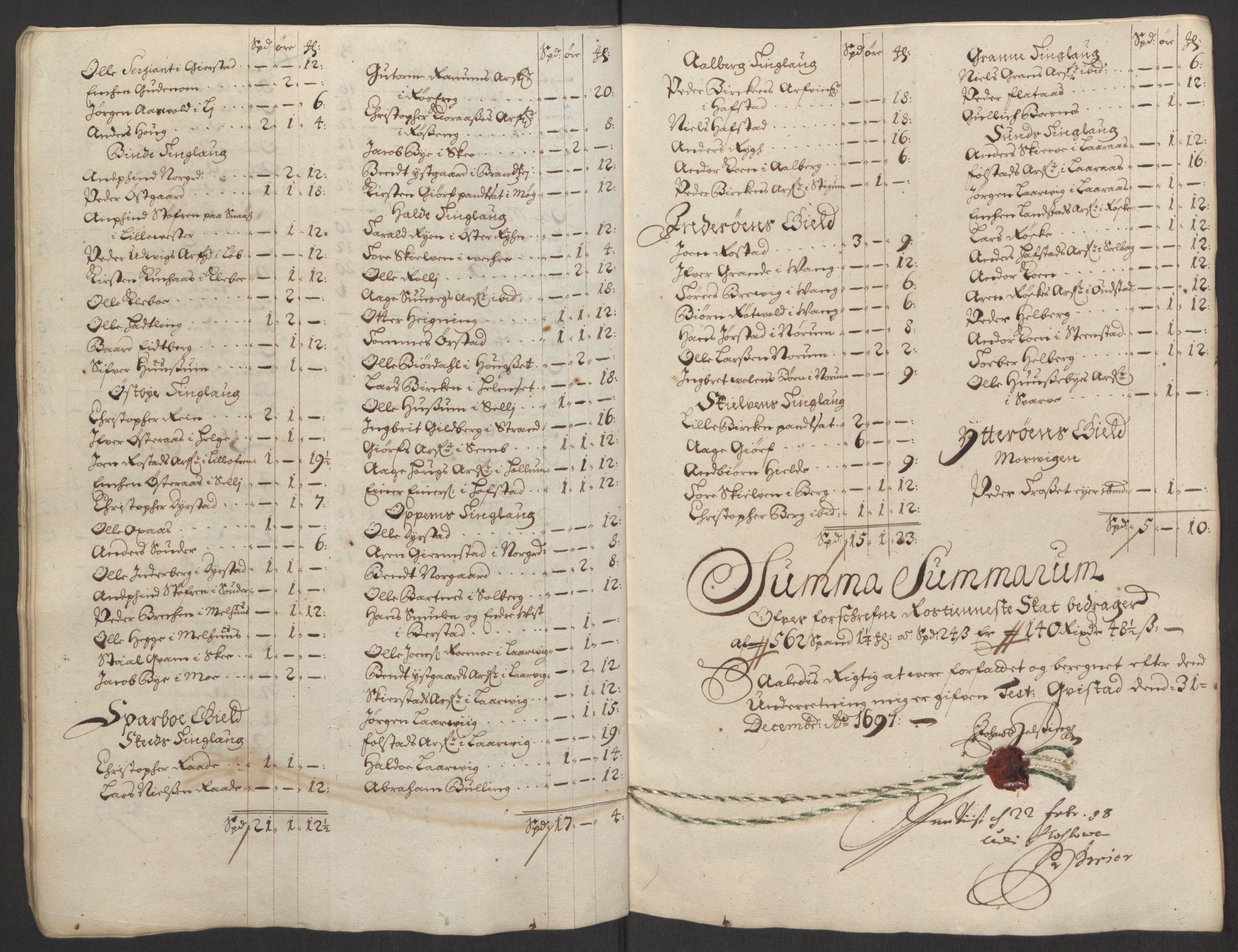 Rentekammeret inntil 1814, Reviderte regnskaper, Fogderegnskap, AV/RA-EA-4092/R63/L4309: Fogderegnskap Inderøy, 1695-1697, s. 459