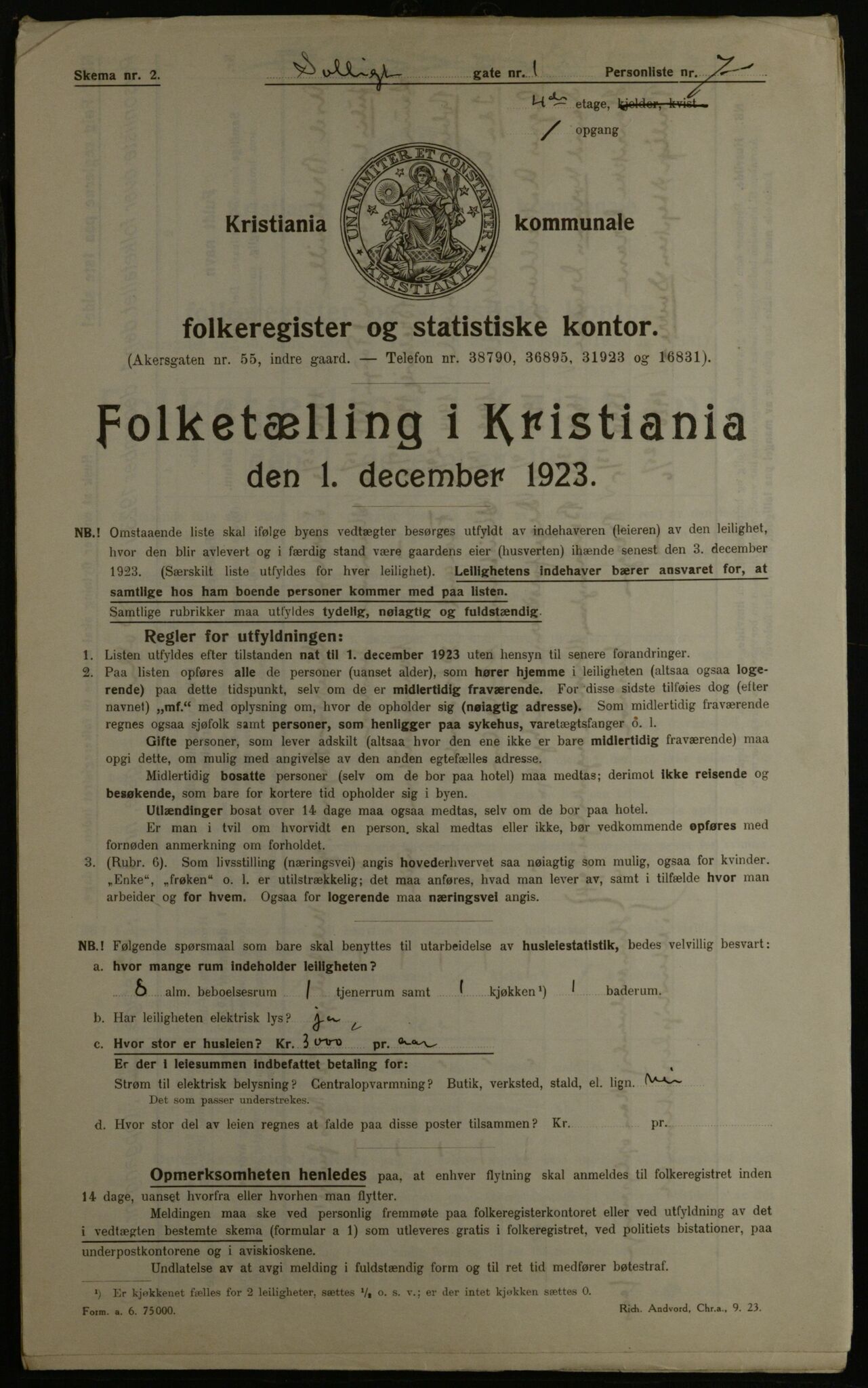 OBA, Kommunal folketelling 1.12.1923 for Kristiania, 1923, s. 109776