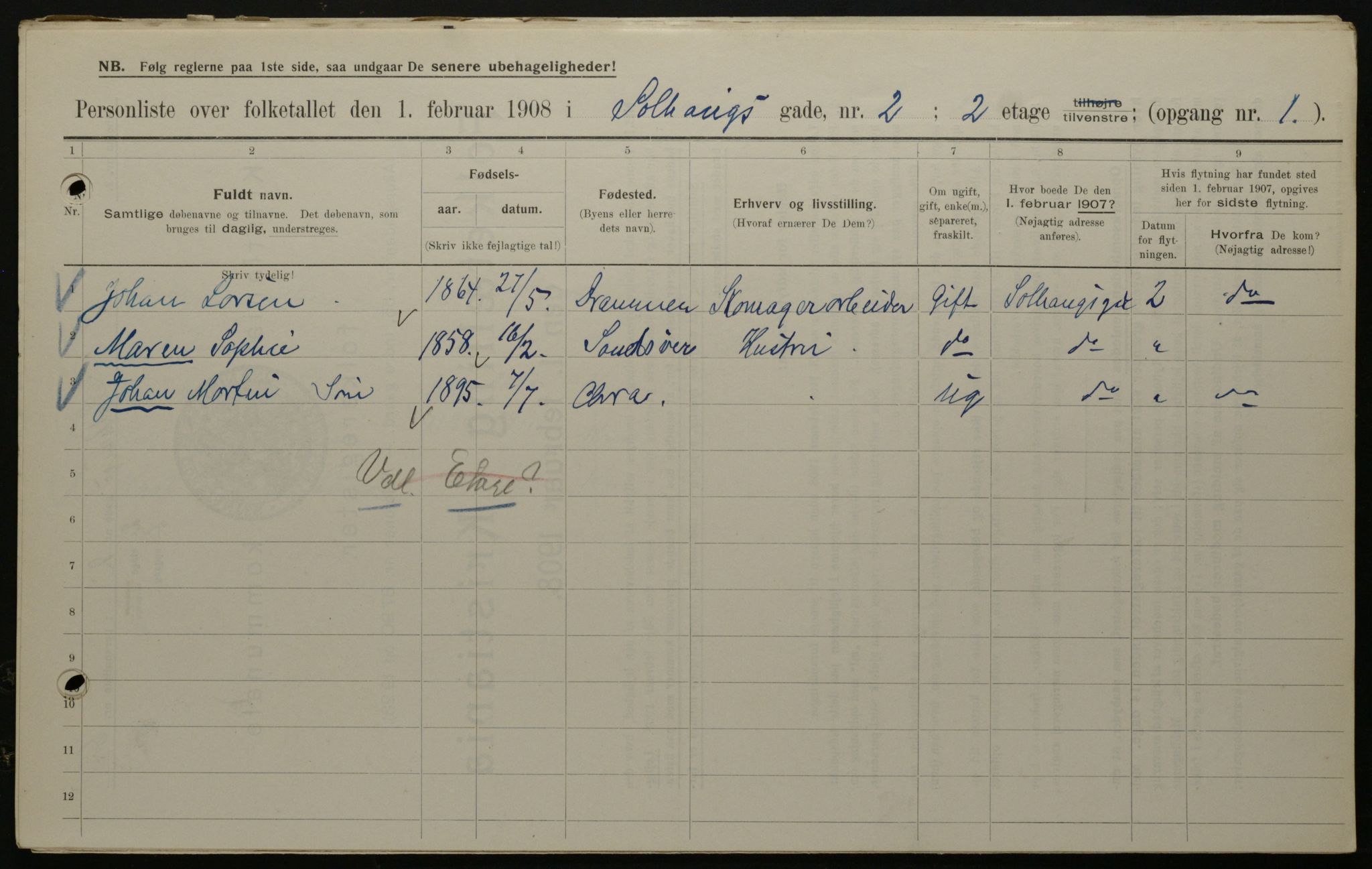 OBA, Kommunal folketelling 1.2.1908 for Kristiania kjøpstad, 1908, s. 89566