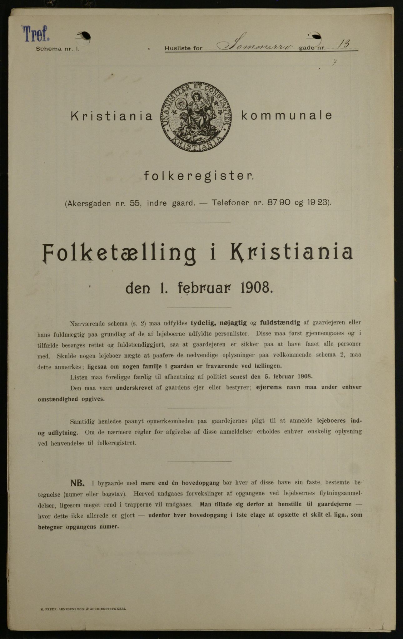 OBA, Kommunal folketelling 1.2.1908 for Kristiania kjøpstad, 1908, s. 89849