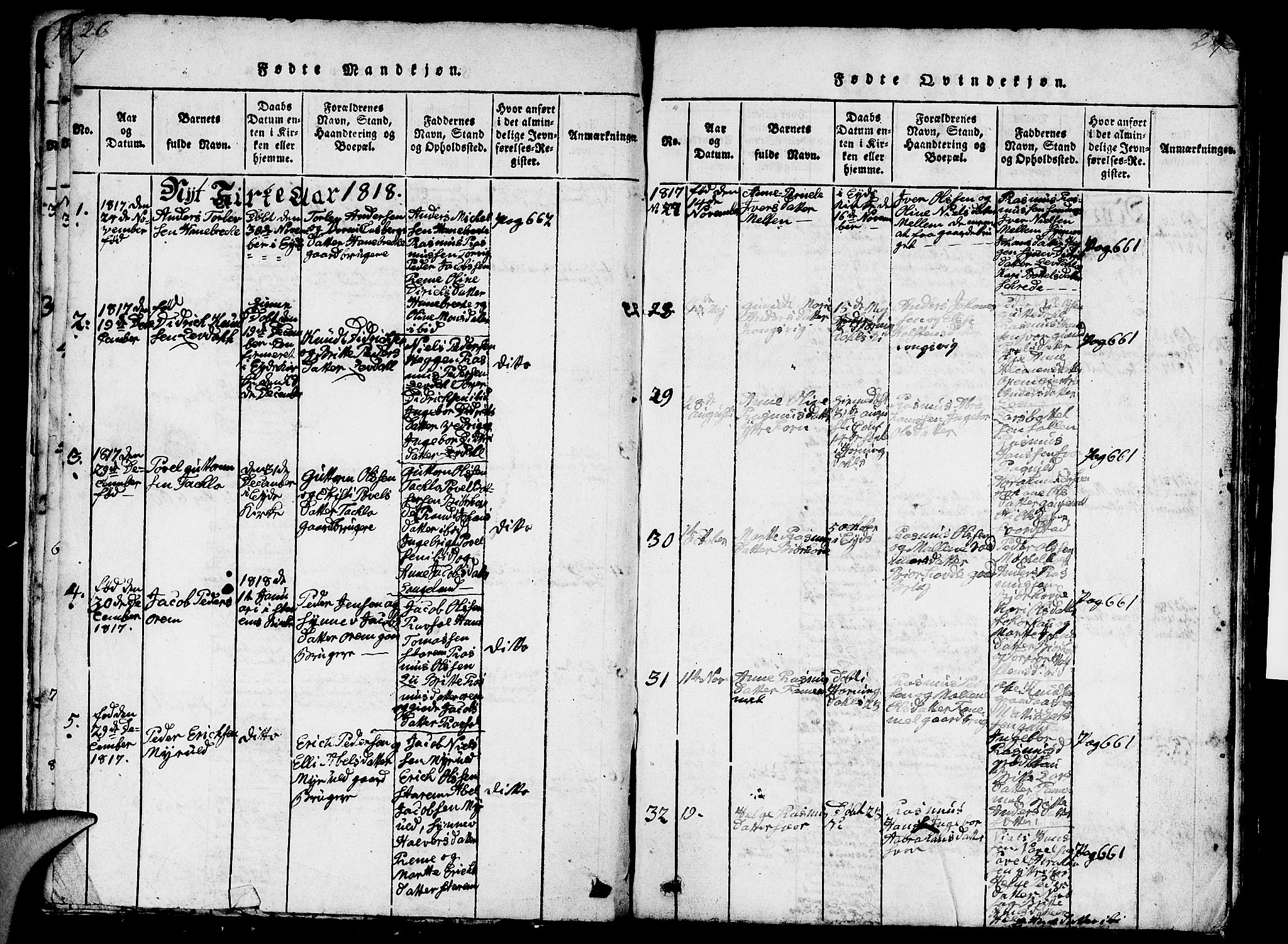 Eid sokneprestembete, AV/SAB-A-82301/H/Hab/Haba/L0001: Klokkerbok nr. A 1, 1816-1862, s. 26-27