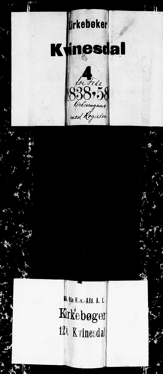 Kvinesdal sokneprestkontor, SAK/1111-0026/F/Fb/Fba/L0002: Klokkerbok nr. B 2, 1838-1858