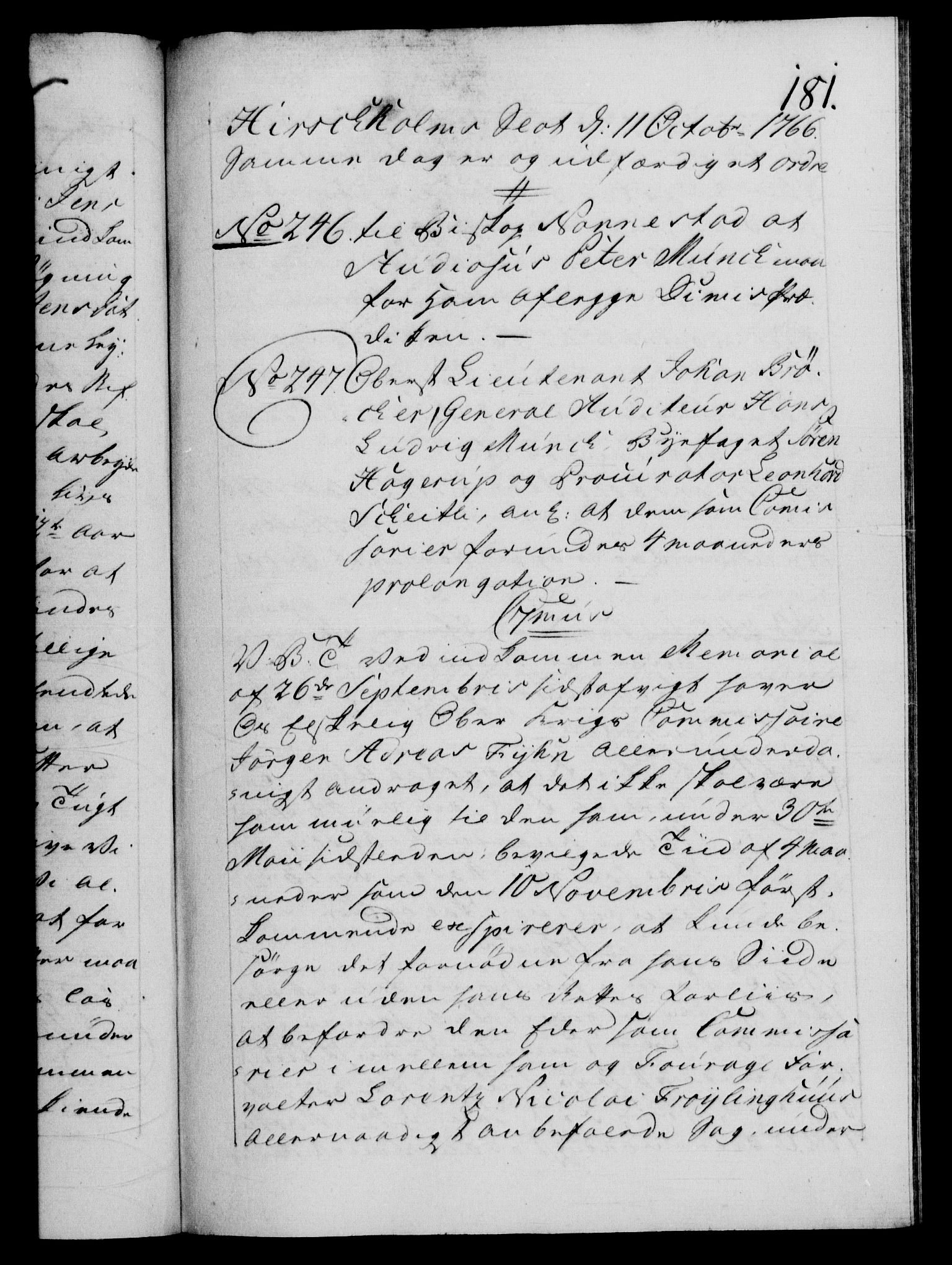 Danske Kanselli 1572-1799, AV/RA-EA-3023/F/Fc/Fca/Fcab/L0038: Norske tegnelser, 1766-1768, s. 181a