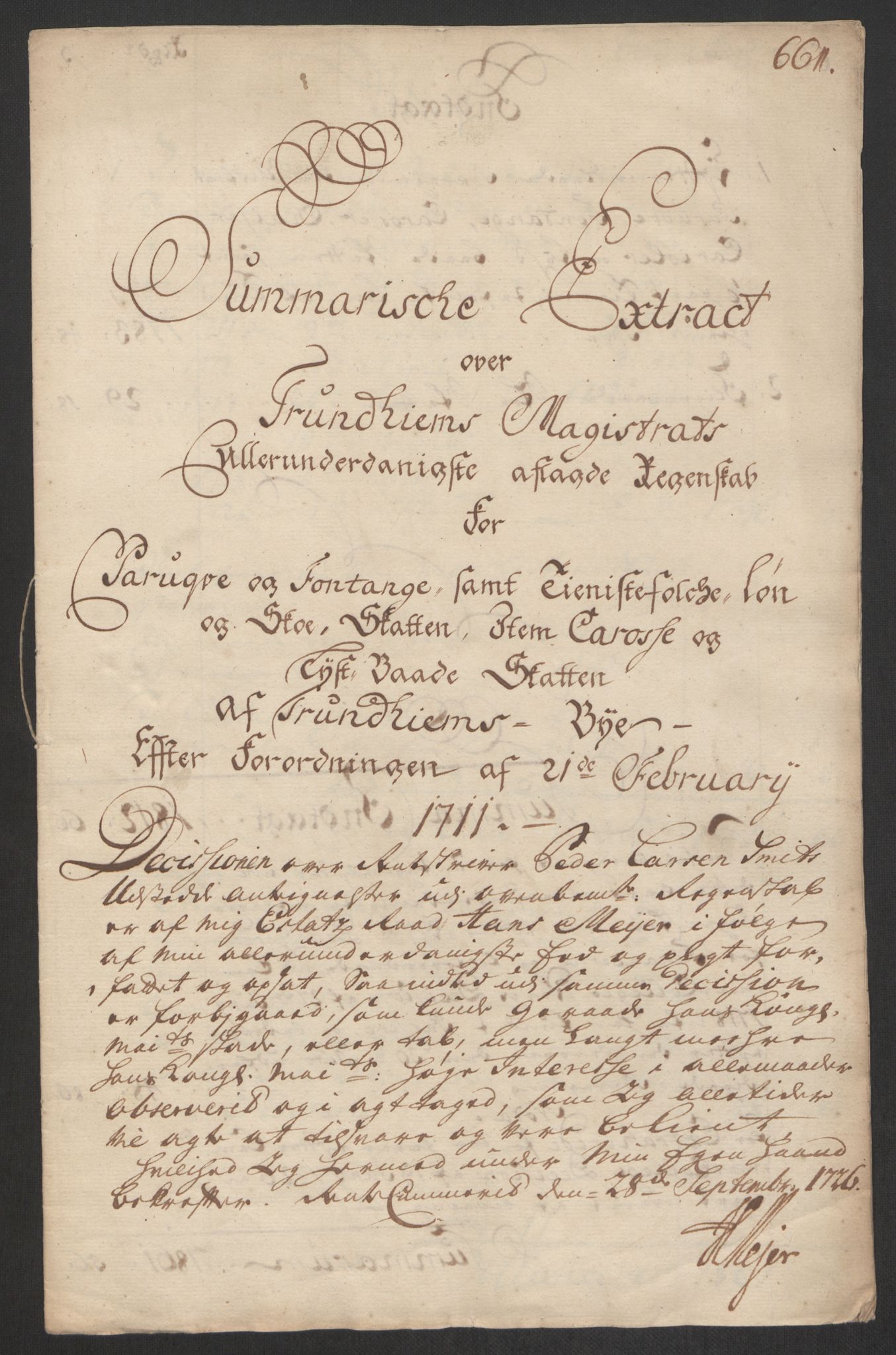 Rentekammeret inntil 1814, Reviderte regnskaper, Byregnskaper, RA/EA-4066/R/Rs/L0507: [S3] Kontribusjonsregnskap, 1699-1711, s. 459