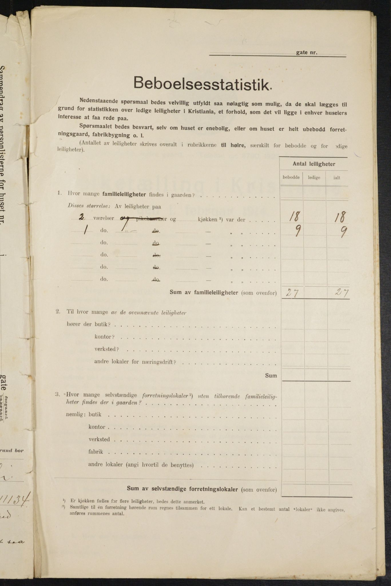 OBA, Kommunal folketelling 1.2.1914 for Kristiania, 1914, s. 10000