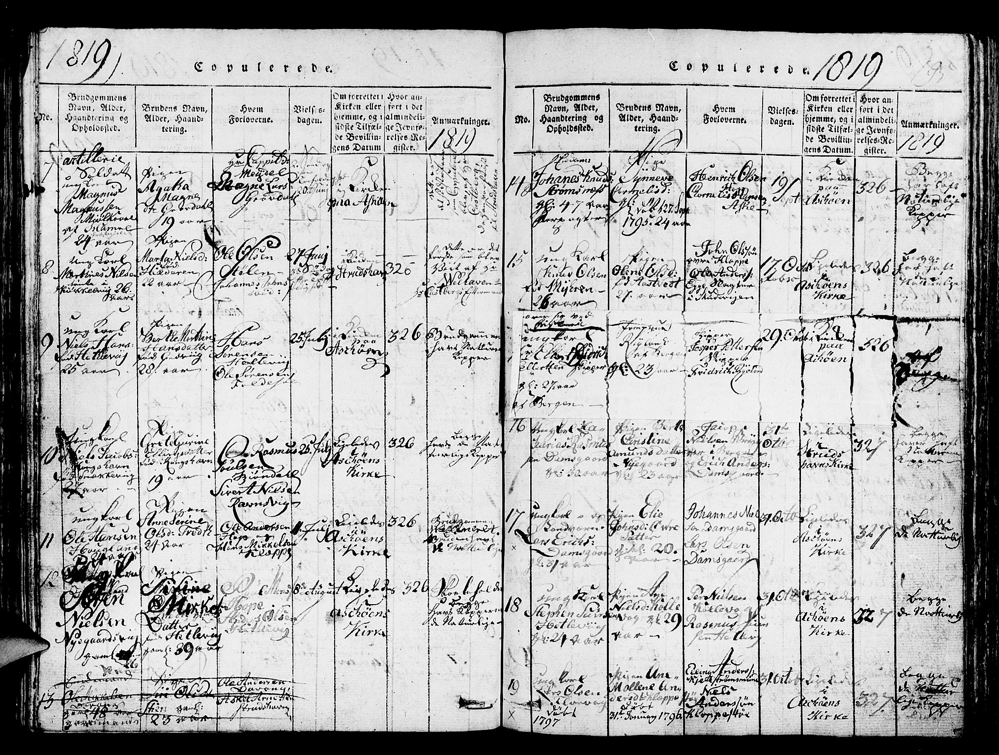 Askøy Sokneprestembete, AV/SAB-A-74101/H/Ha/Hab/Haba/L0002: Klokkerbok nr. A 2, 1815-1846, s. 195