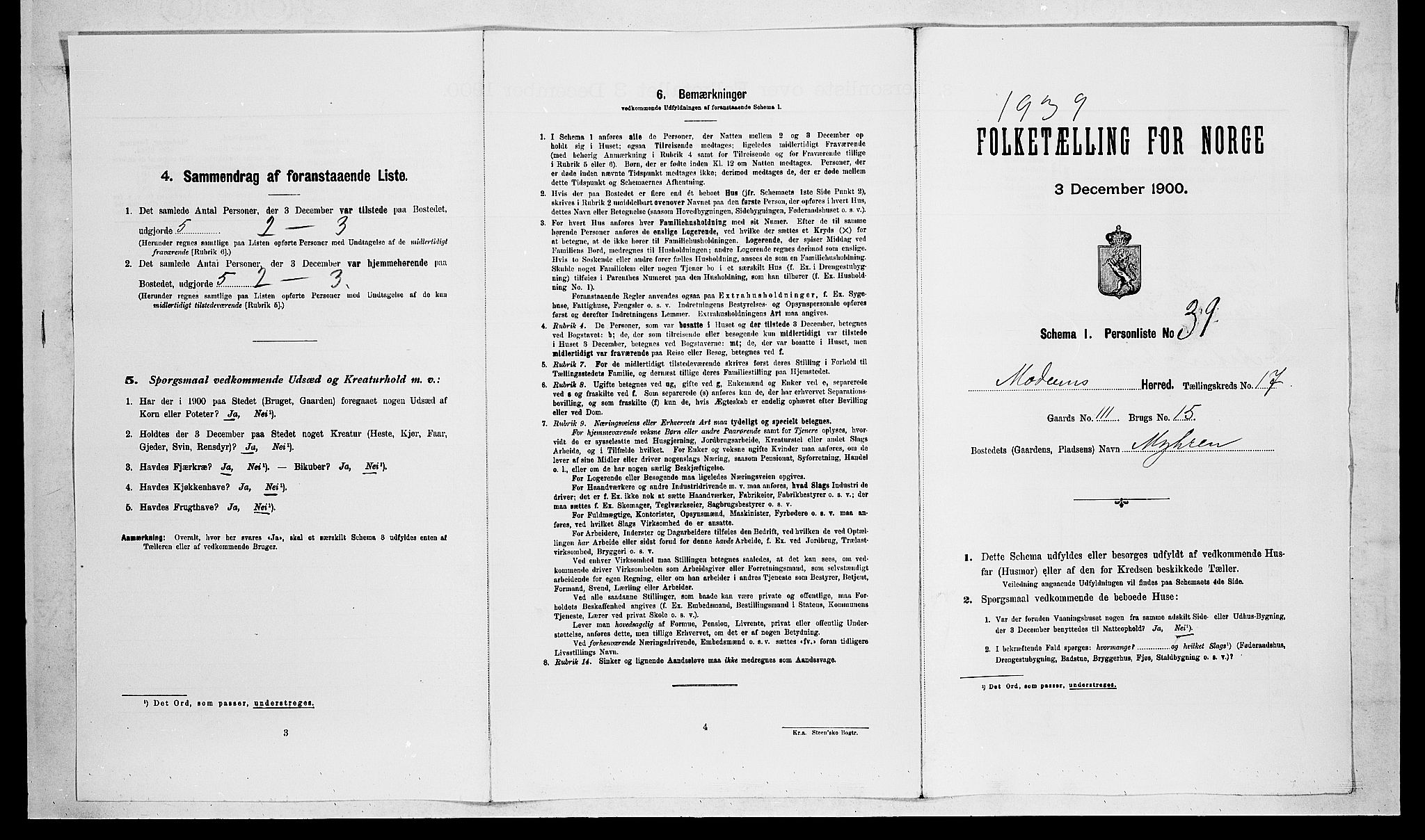 RA, Folketelling 1900 for 0623 Modum herred, 1900, s. 2219