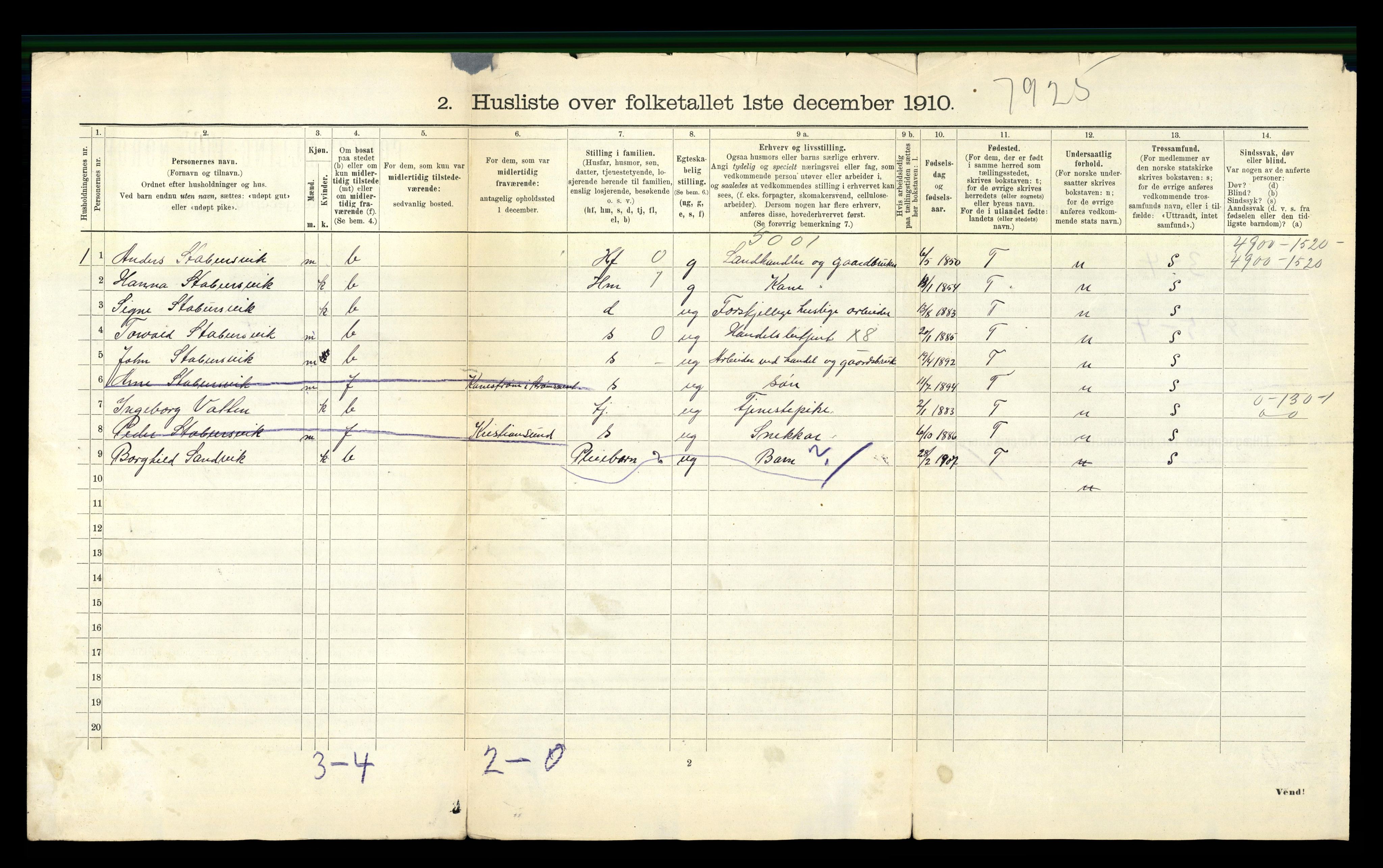 RA, Folketelling 1910 for 1559 Straumsnes herred, 1910, s. 208