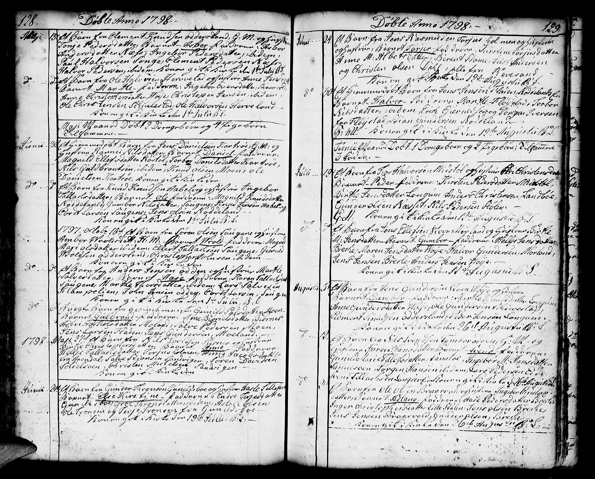 Austre Moland sokneprestkontor, AV/SAK-1111-0001/F/Fa/Faa/L0002: Ministerialbok nr. A 2, 1747-1808, s. 128-129