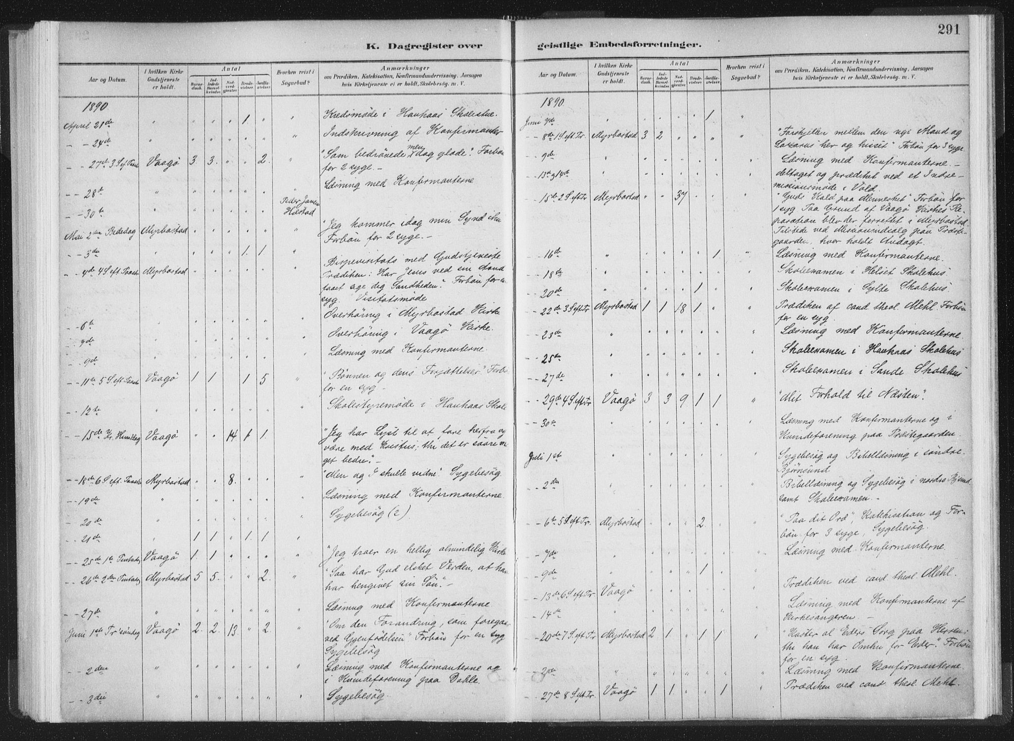 Ministerialprotokoller, klokkerbøker og fødselsregistre - Møre og Romsdal, SAT/A-1454/564/L0740: Ministerialbok nr. 564A01, 1880-1899, s. 291