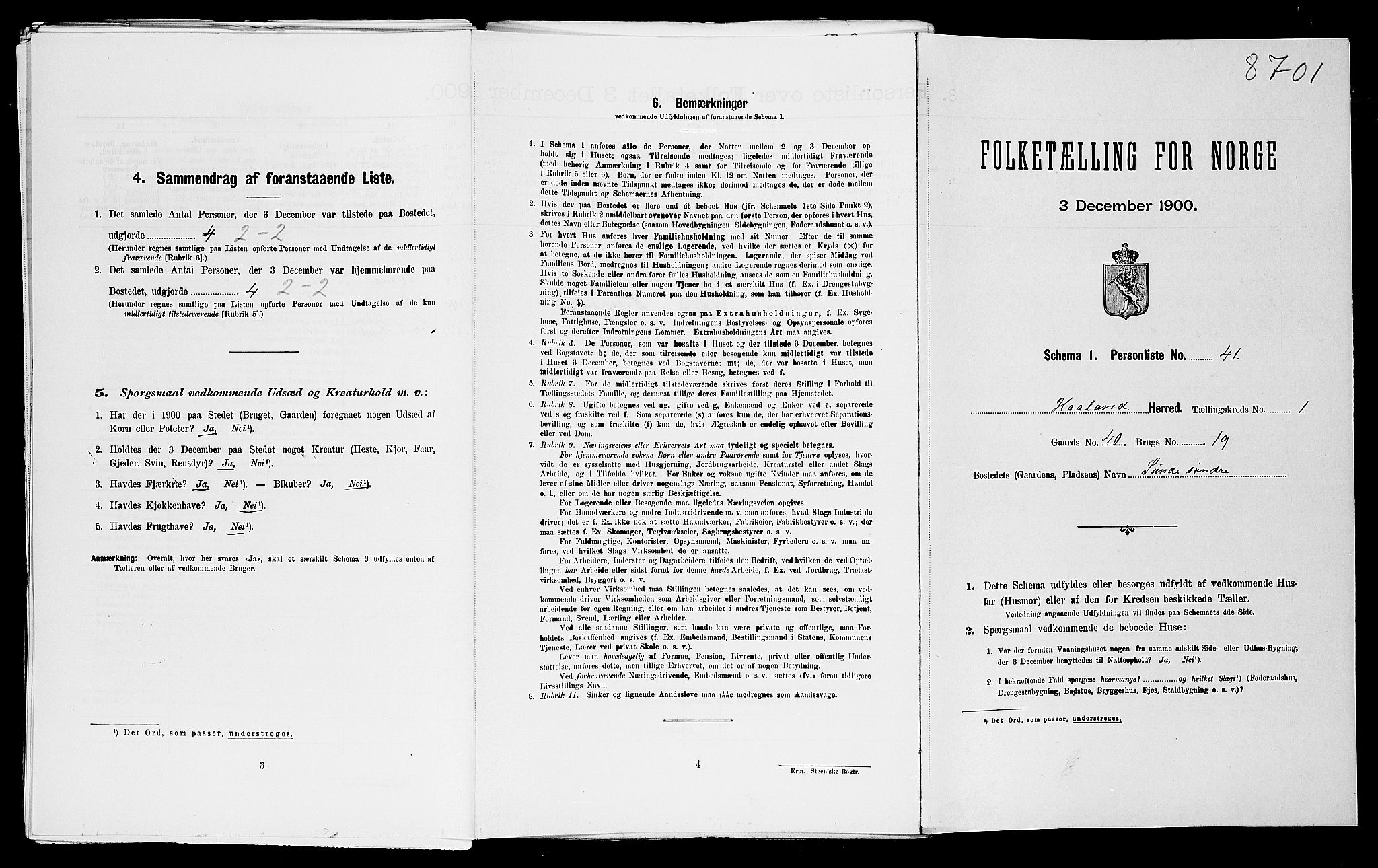 SAST, Folketelling 1900 for 1124 Haaland herred, 1900, s. 178