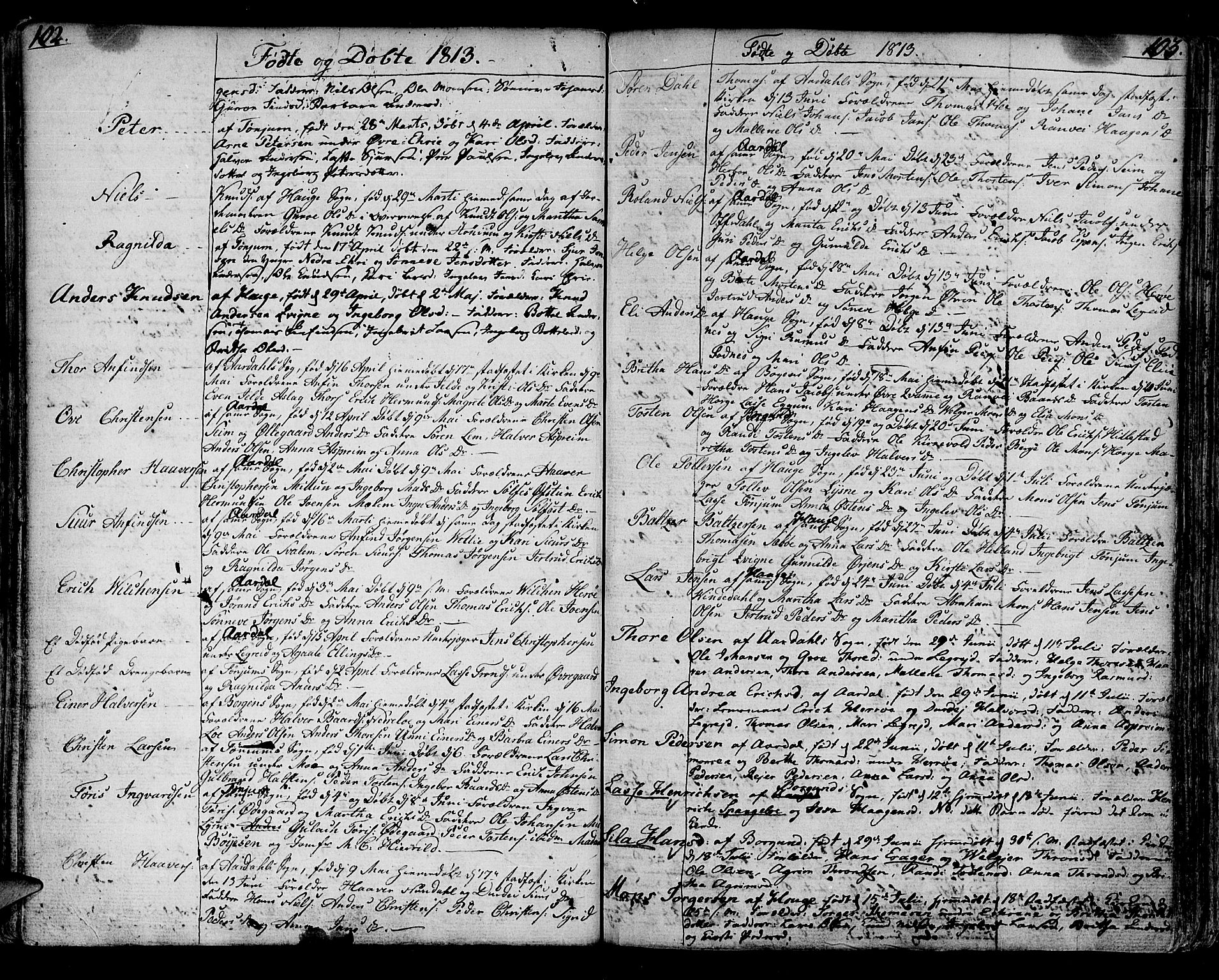 Lærdal sokneprestembete, AV/SAB-A-81201: Ministerialbok nr. A 4, 1805-1821, s. 102-103