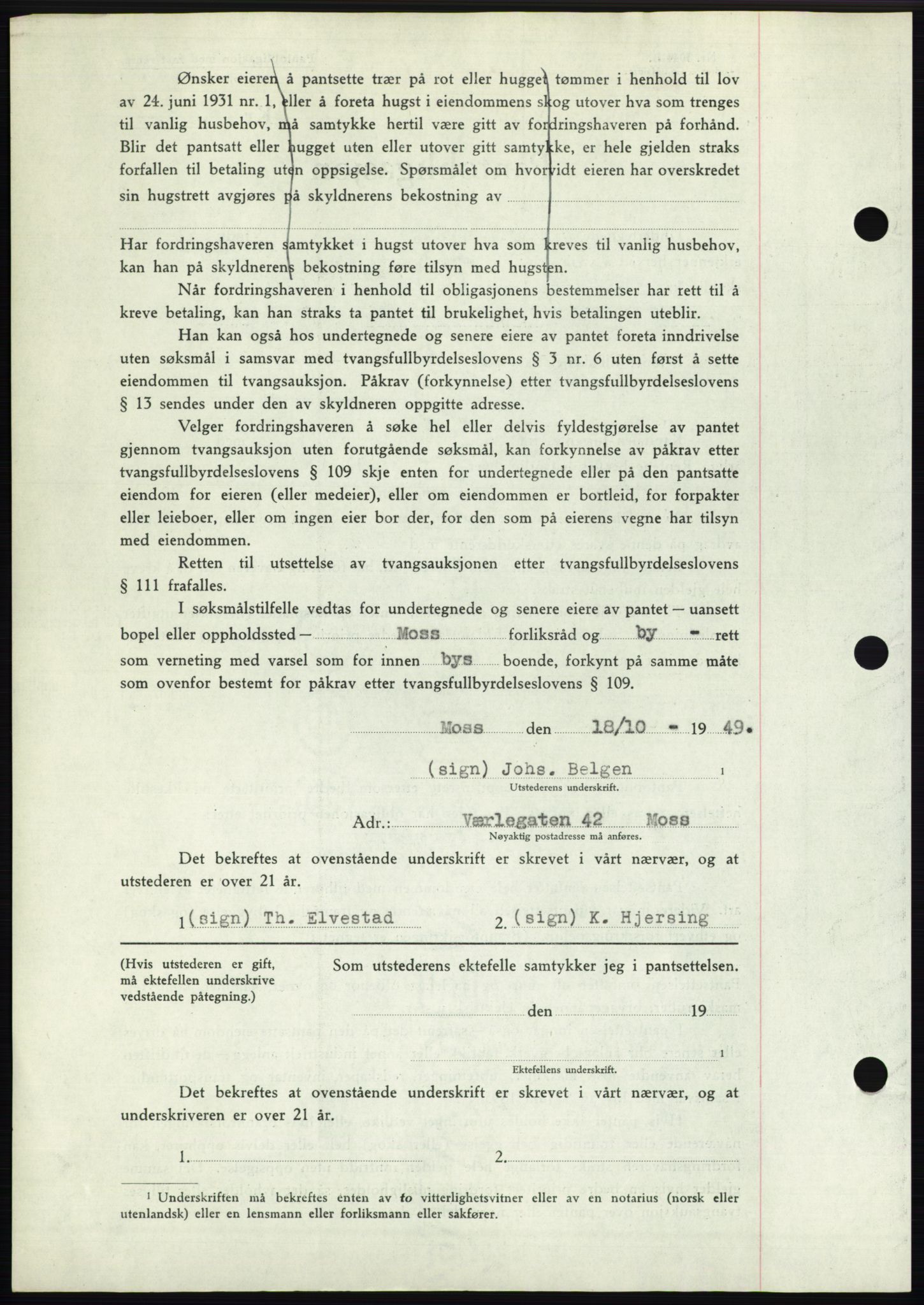 Moss sorenskriveri, SAO/A-10168: Pantebok nr. B23, 1949-1950, Dagboknr: 3214/1949