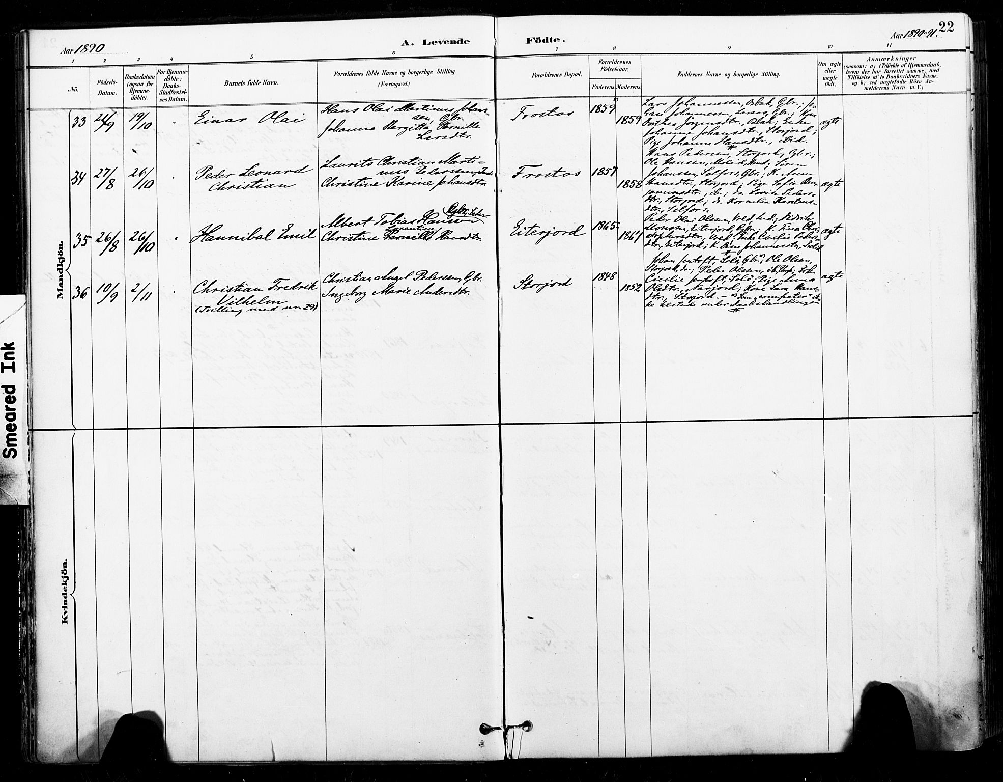 Ministerialprotokoller, klokkerbøker og fødselsregistre - Nordland, AV/SAT-A-1459/846/L0646: Ministerialbok nr. 846A04, 1887-1901, s. 22