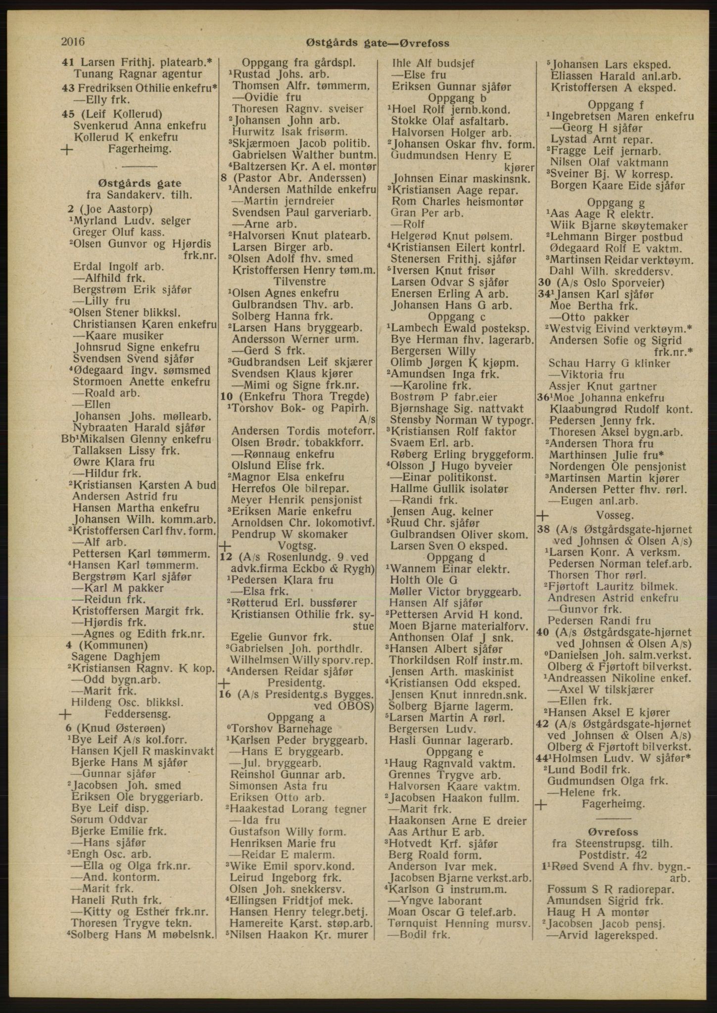 Kristiania/Oslo adressebok, PUBL/-, 1946, s. 2016