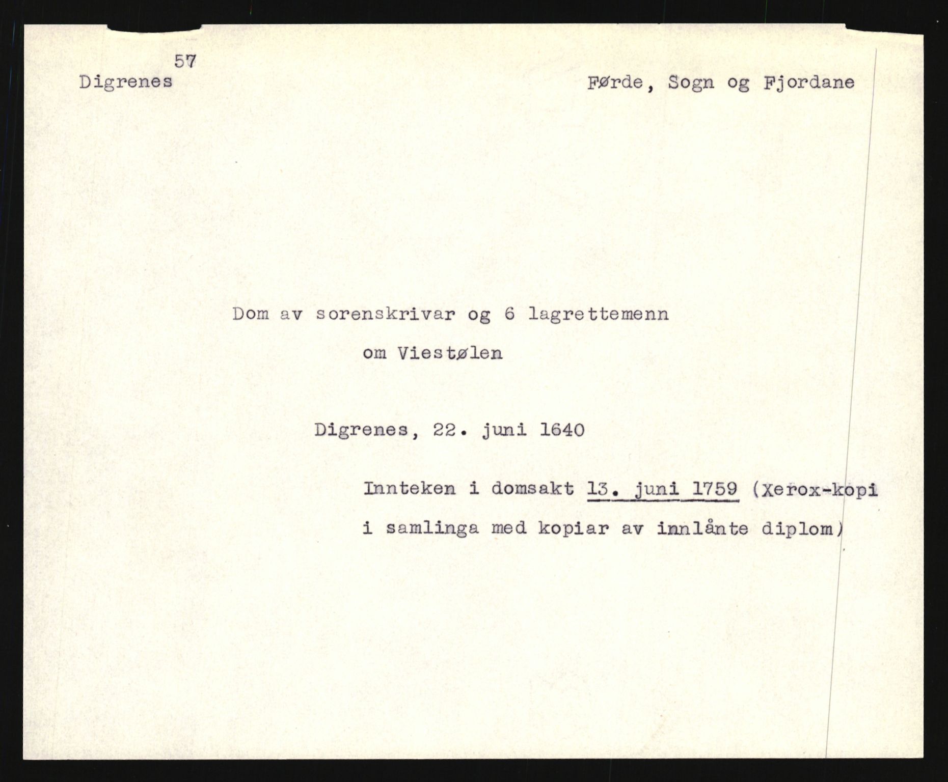 Riksarkivets diplomsamling, AV/RA-EA-5965/F35/F35e/L0030: Registreringssedler Sogn og Fjordane, 1400-1700, s. 385