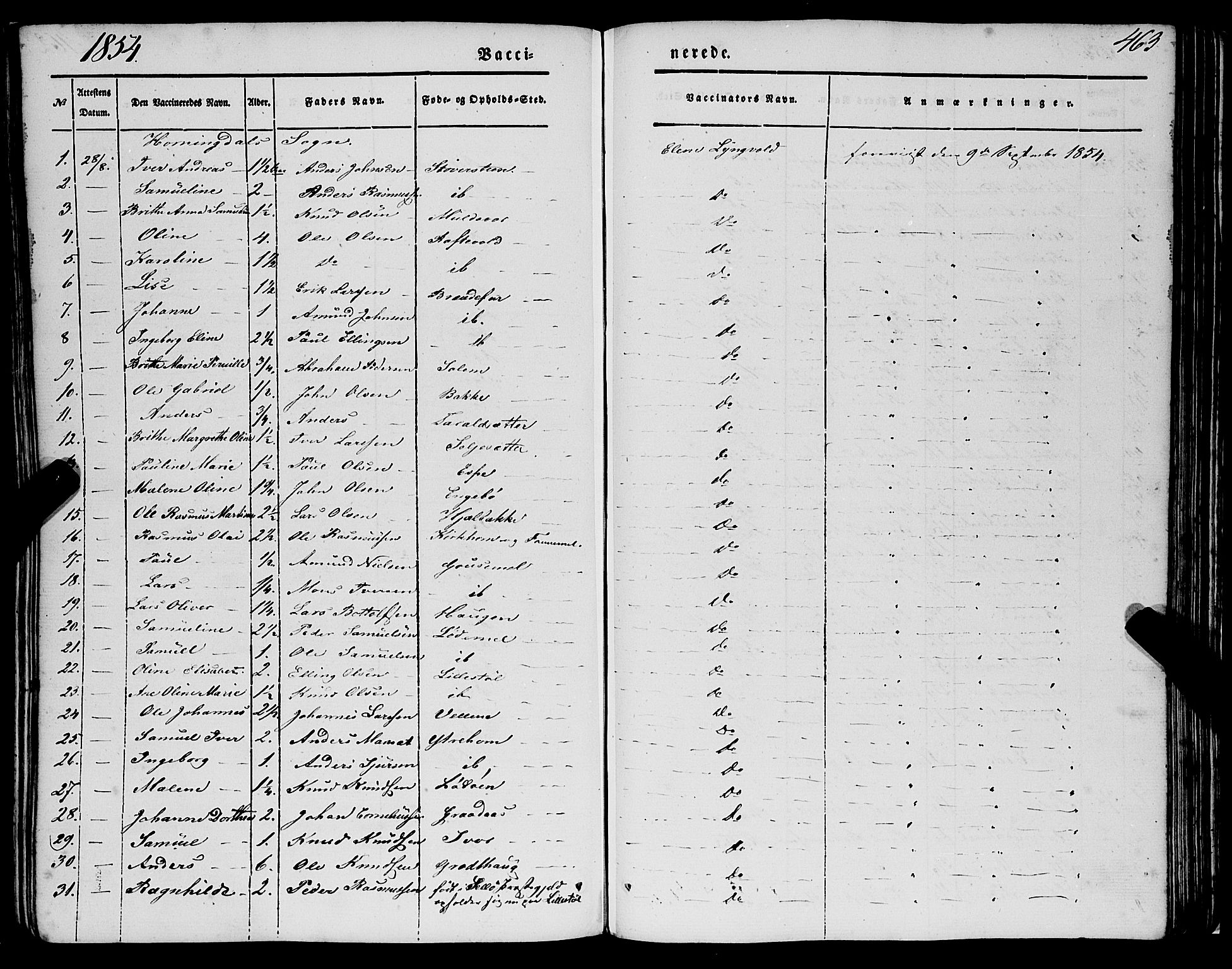 Eid sokneprestembete, AV/SAB-A-82301/H/Haa/Haaa/L0007: Ministerialbok nr. A 7, 1844-1858, s. 463