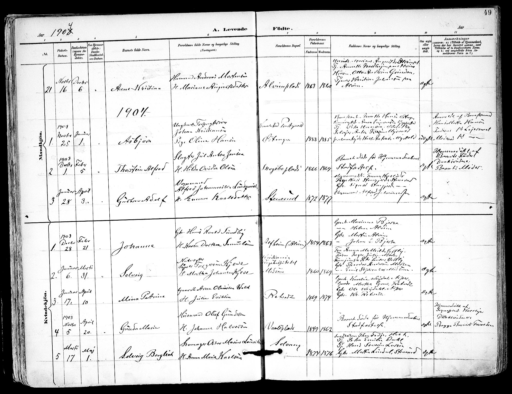 Kråkstad prestekontor Kirkebøker, AV/SAO-A-10125a/F/Fa/L0010: Ministerialbok nr. I 10, 1893-1931, s. 49