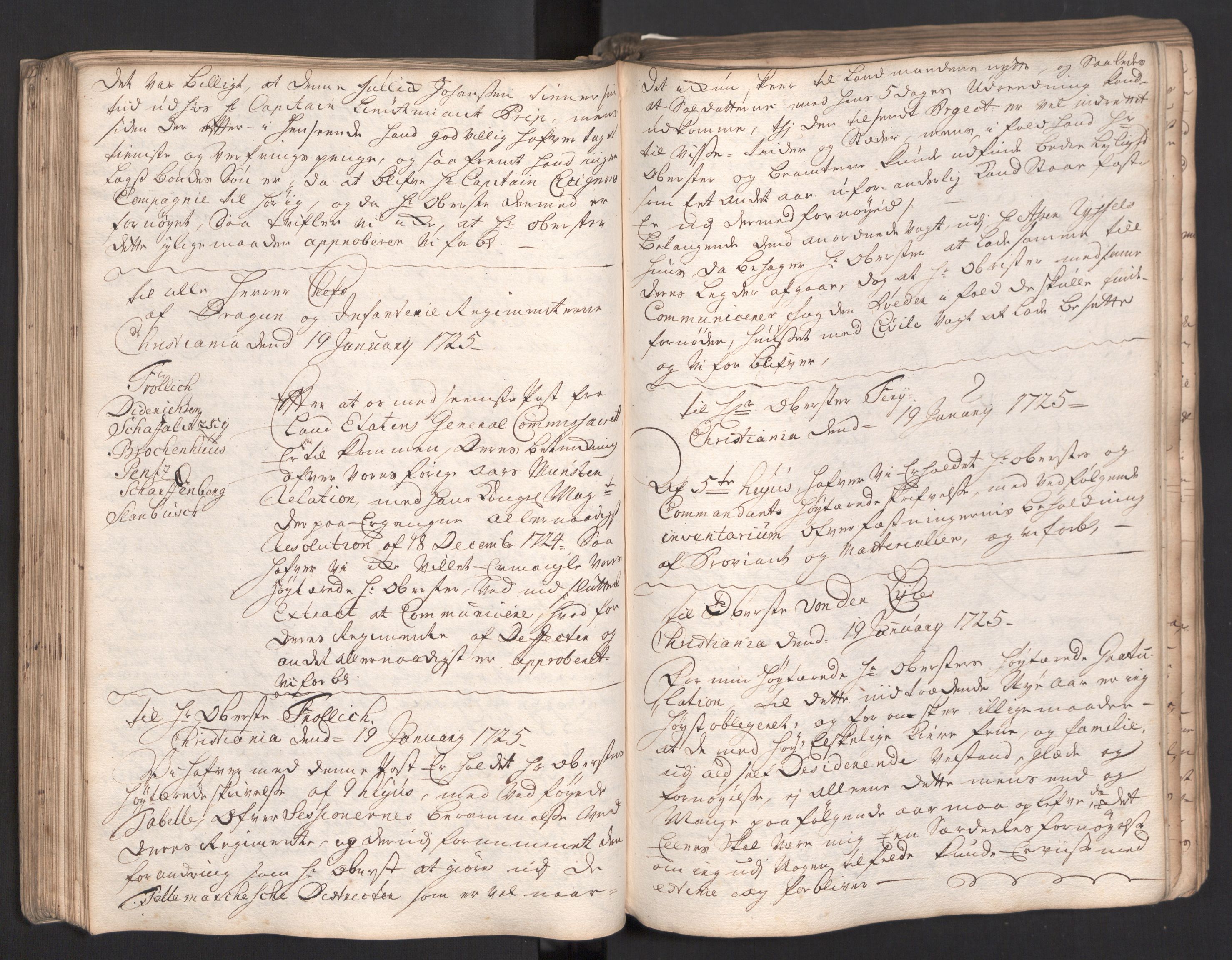 Kommanderende general (KG I) med Det norske krigsdirektorium, AV/RA-EA-5419/B/L0009: Kommanderende generals konsepter og kopibok, 1724-1727
