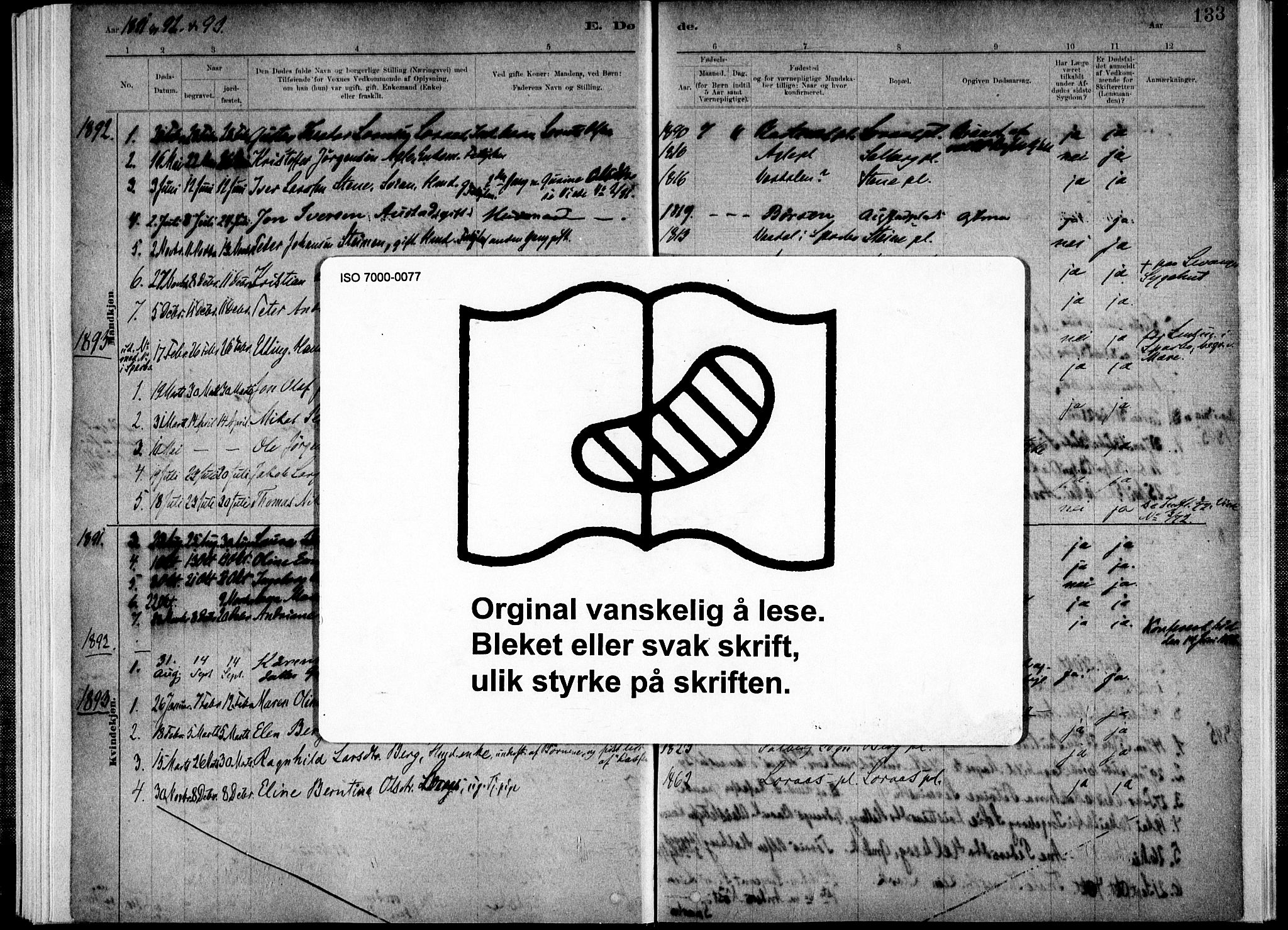 Ministerialprotokoller, klokkerbøker og fødselsregistre - Nord-Trøndelag, SAT/A-1458/731/L0309: Ministerialbok nr. 731A01, 1879-1918, s. 133