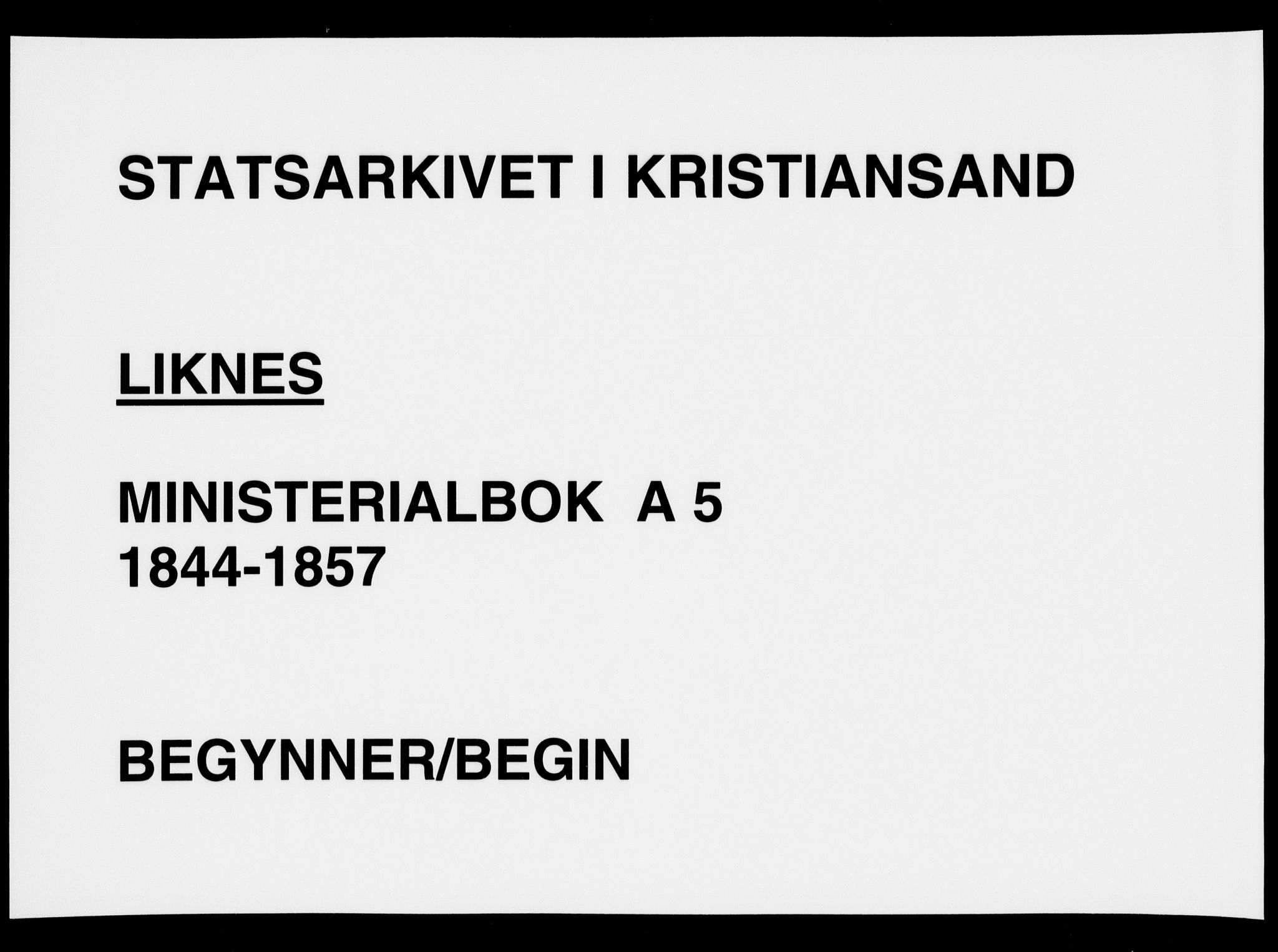 Kvinesdal sokneprestkontor, SAK/1111-0026/F/Fa/Fab/L0005: Ministerialbok nr. A 5, 1844-1857