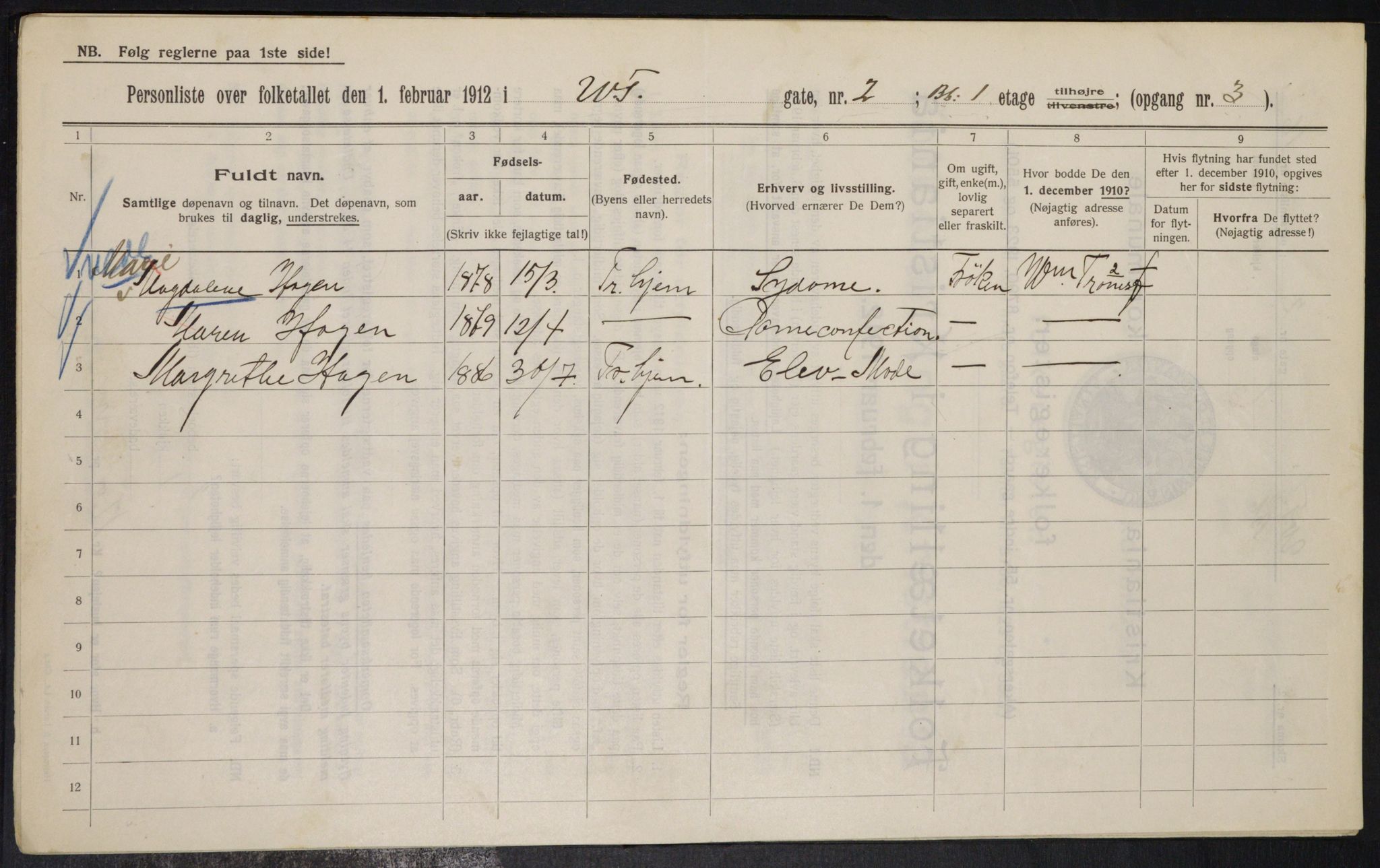 OBA, Kommunal folketelling 1.2.1912 for Kristiania, 1912, s. 126235