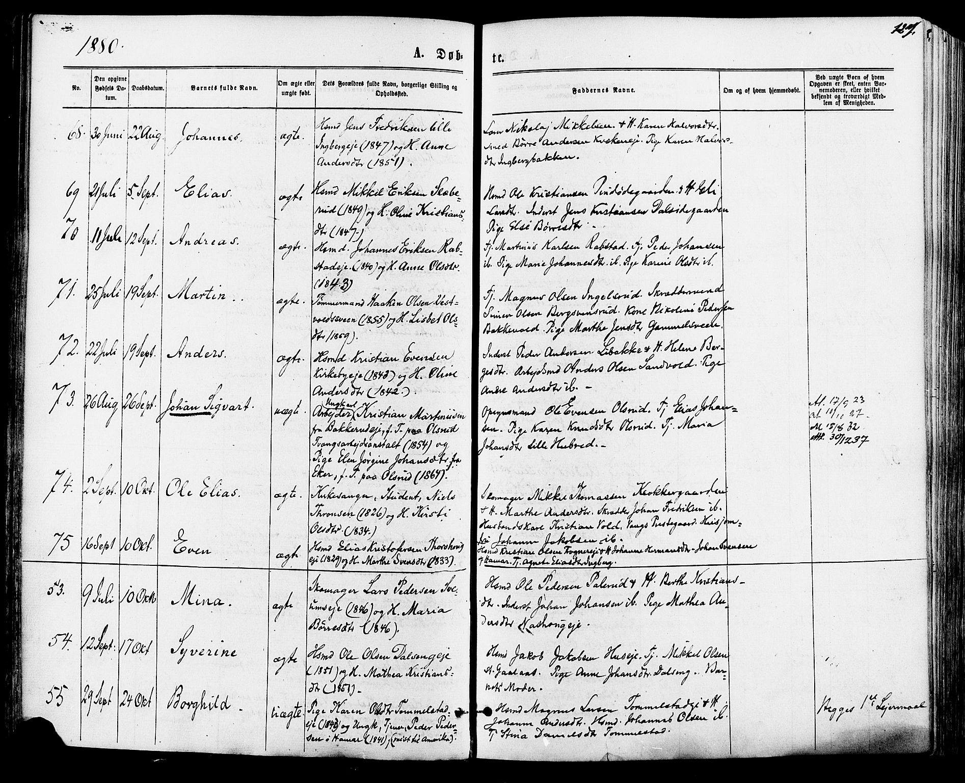 Vang prestekontor, Hedmark, AV/SAH-PREST-008/H/Ha/Haa/L0015: Ministerialbok nr. 15, 1871-1885, s. 129
