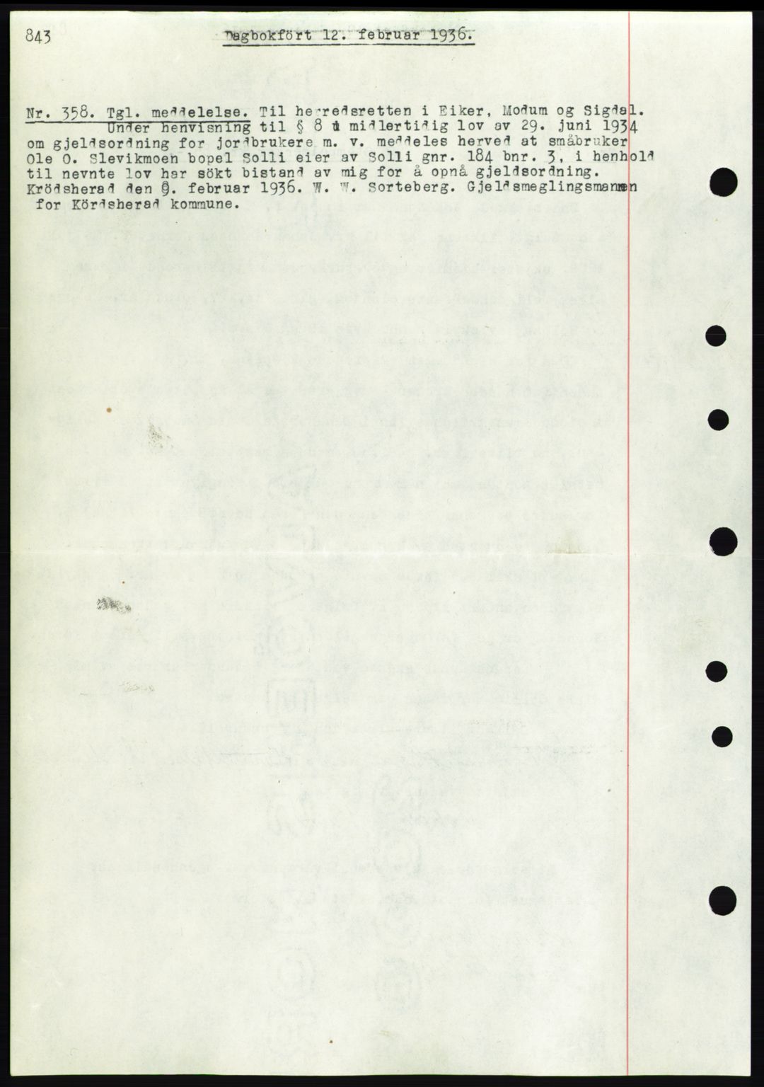 Eiker, Modum og Sigdal sorenskriveri, SAKO/A-123/G/Ga/Gab/L0031: Pantebok nr. A1, 1935-1936, Tingl.dato: 12.02.1936