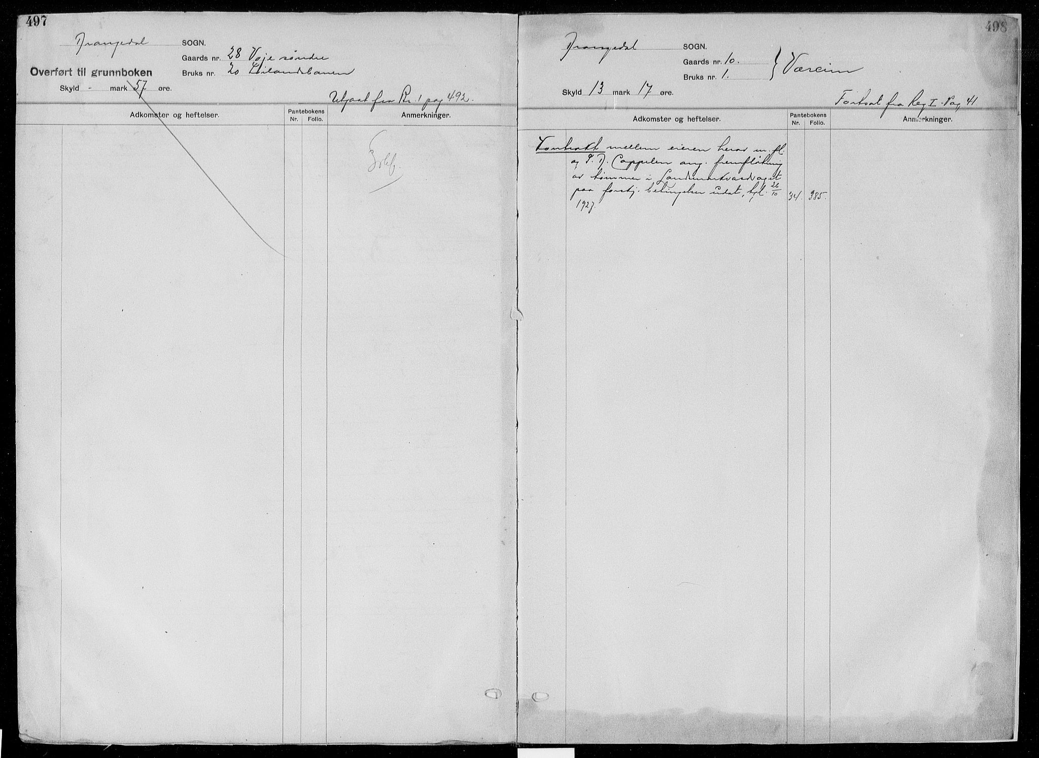 Kragerø sorenskriveri, AV/SAKO-A-65/G/Gb/Gbd/L0003: Panteregister nr. IV 3, s. 497-498