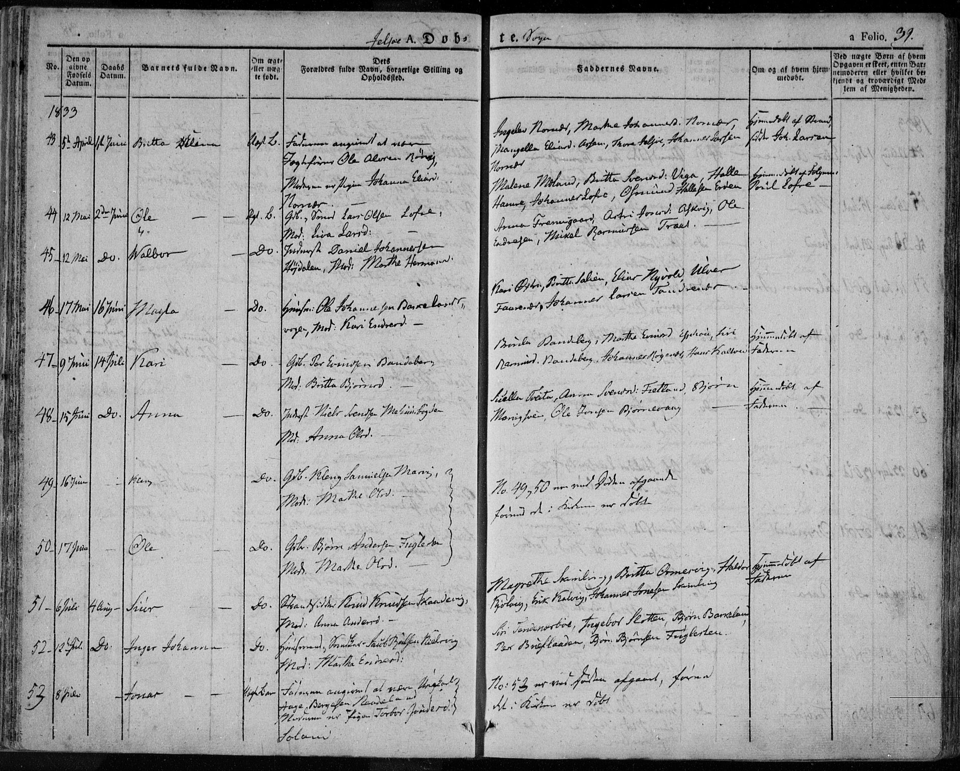 Jelsa sokneprestkontor, AV/SAST-A-101842/01/IV: Ministerialbok nr. A 6.1, 1828-1853, s. 39