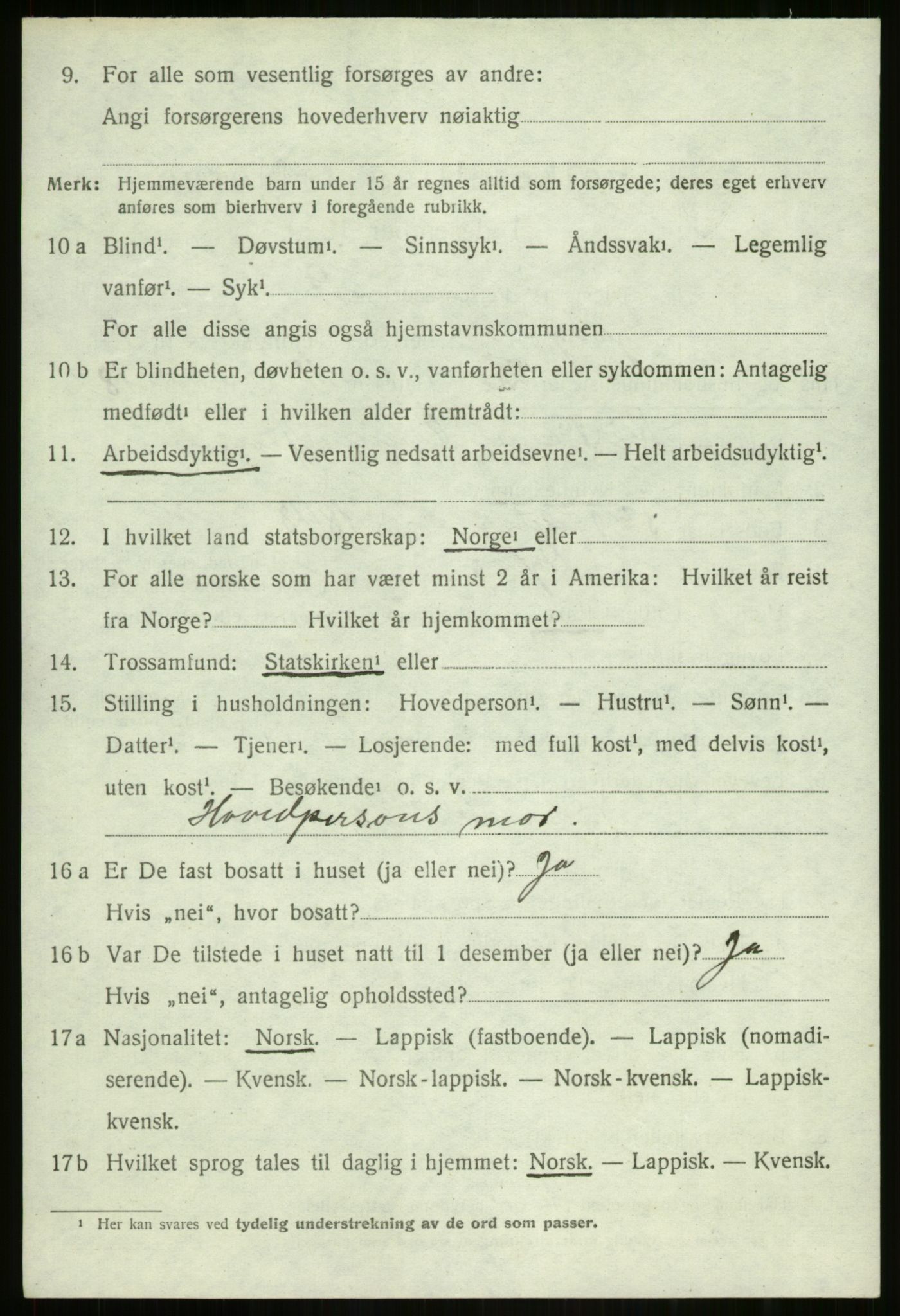 SATØ, Folketelling 1920 for 1926 Dyrøy herred, 1920, s. 1020