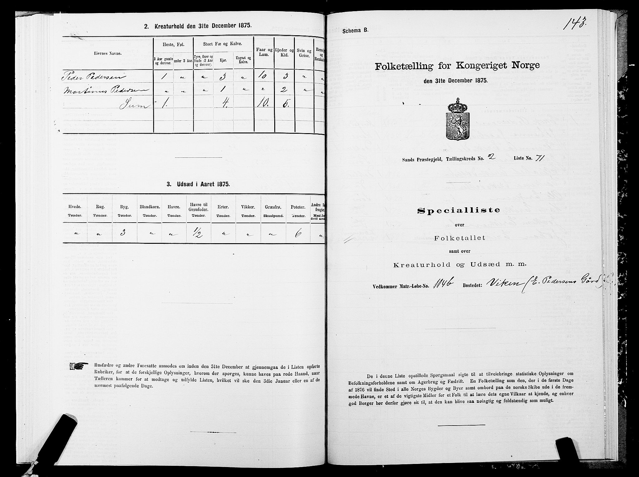 SATØ, Folketelling 1875 for 1915P Sand prestegjeld, 1875, s. 2143