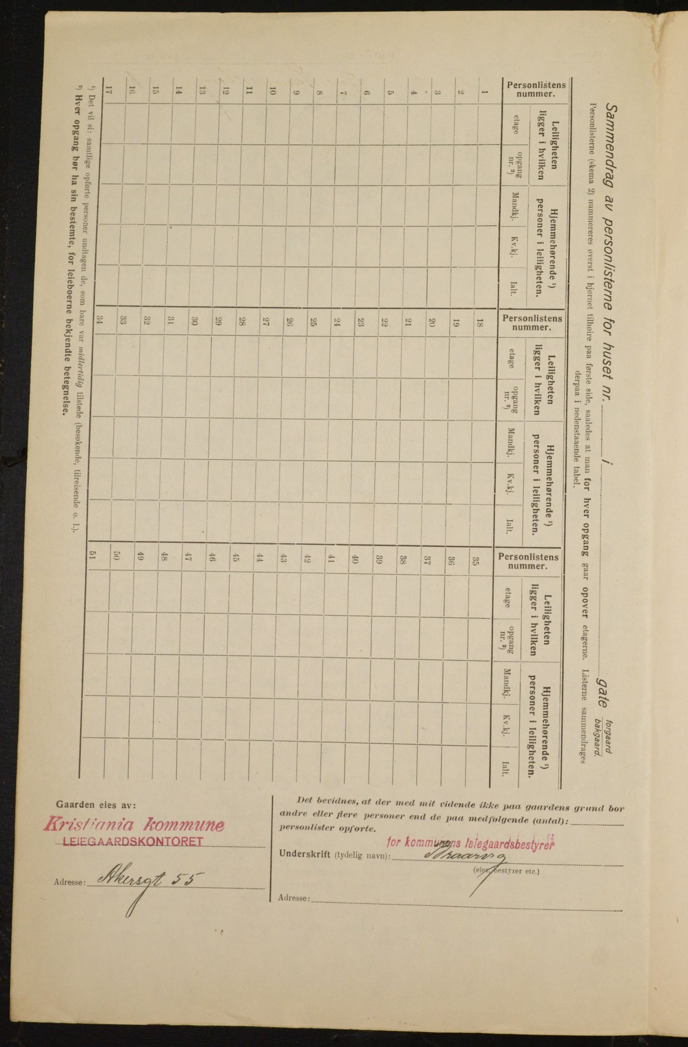 OBA, Kommunal folketelling 1.2.1916 for Kristiania, 1916, s. 133578