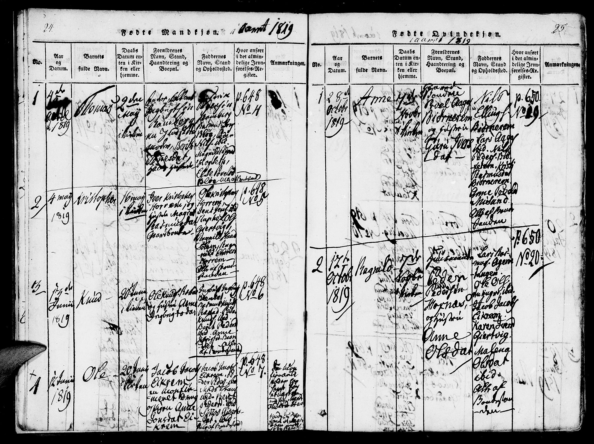 Ministerialprotokoller, klokkerbøker og fødselsregistre - Møre og Romsdal, SAT/A-1454/560/L0718: Ministerialbok nr. 560A02, 1817-1844, s. 24-25