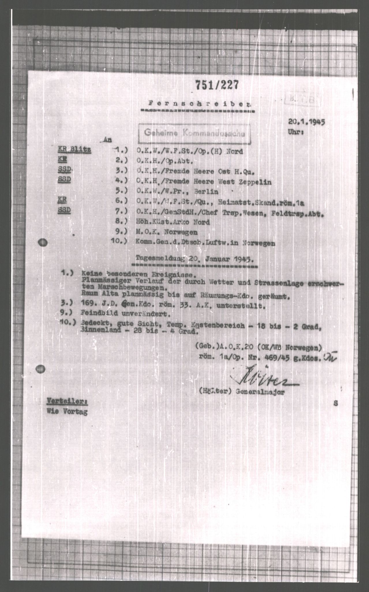 Forsvarets Overkommando. 2 kontor. Arkiv 11.4. Spredte tyske arkivsaker, AV/RA-RAFA-7031/D/Dar/Dara/L0006: Krigsdagbøker for 20. Gebirgs-Armee-Oberkommando (AOK 20), 1945, s. 673