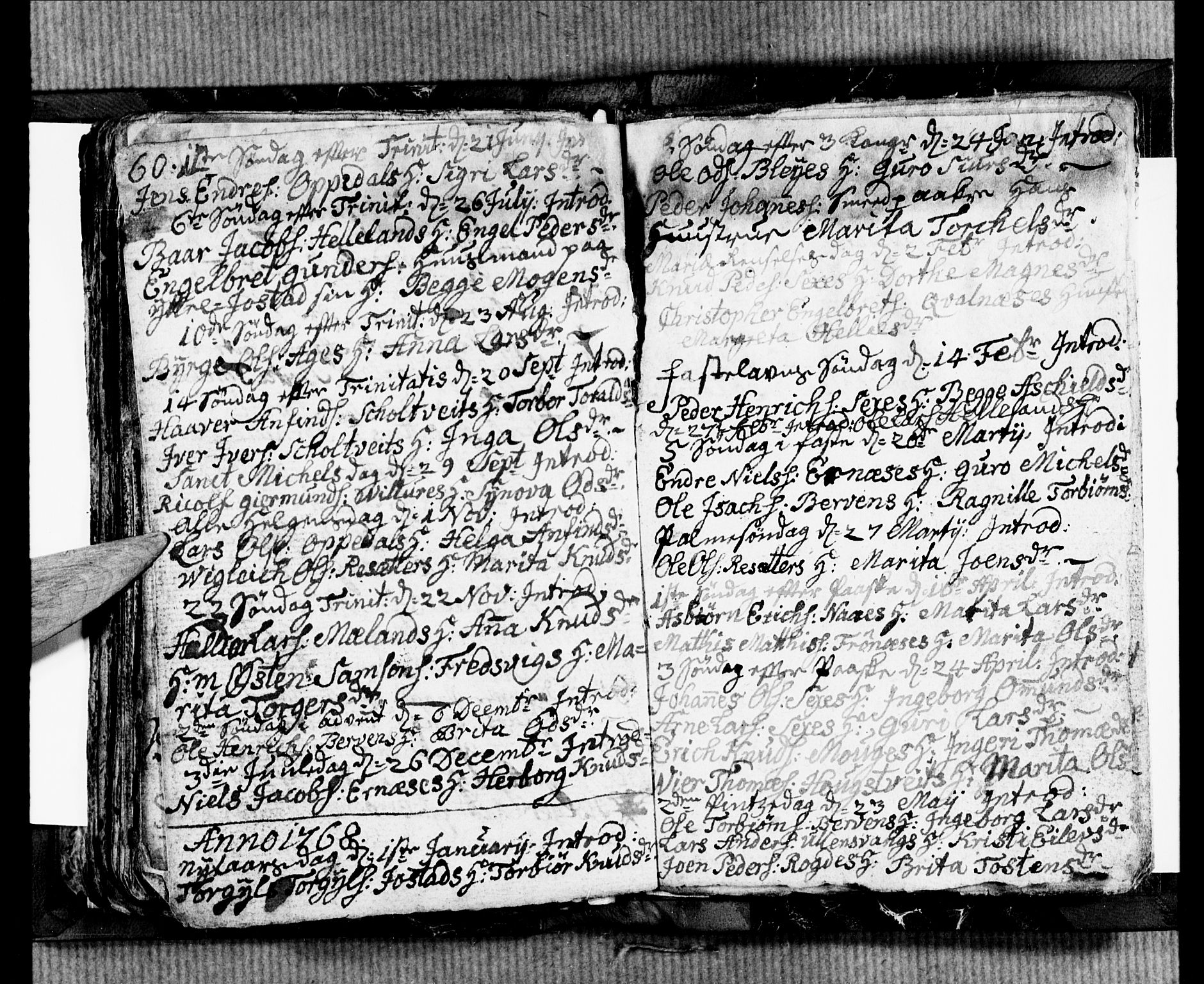 Ullensvang sokneprestembete, SAB/A-78701/H/Hab: Klokkerbok nr. B 2, 1766-1768, s. 60-61