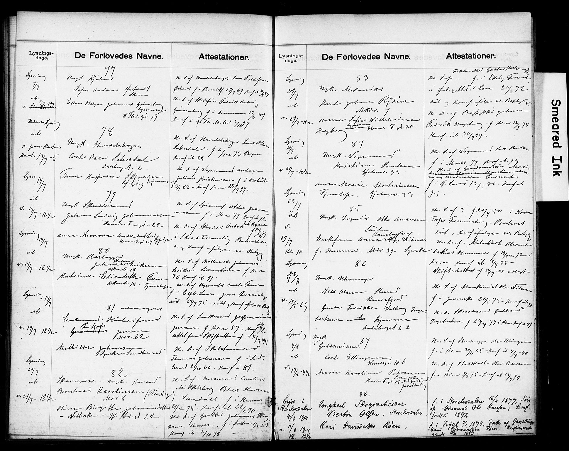 Gamle Aker prestekontor Kirkebøker, AV/SAO-A-10617a/H/L0003: Lysningsprotokoll nr. 3, 1900-1909