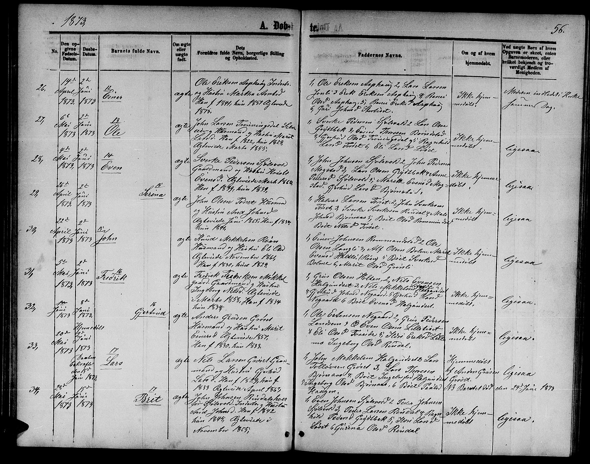 Ministerialprotokoller, klokkerbøker og fødselsregistre - Møre og Romsdal, AV/SAT-A-1454/598/L1076: Klokkerbok nr. 598C01, 1867-1878, s. 56