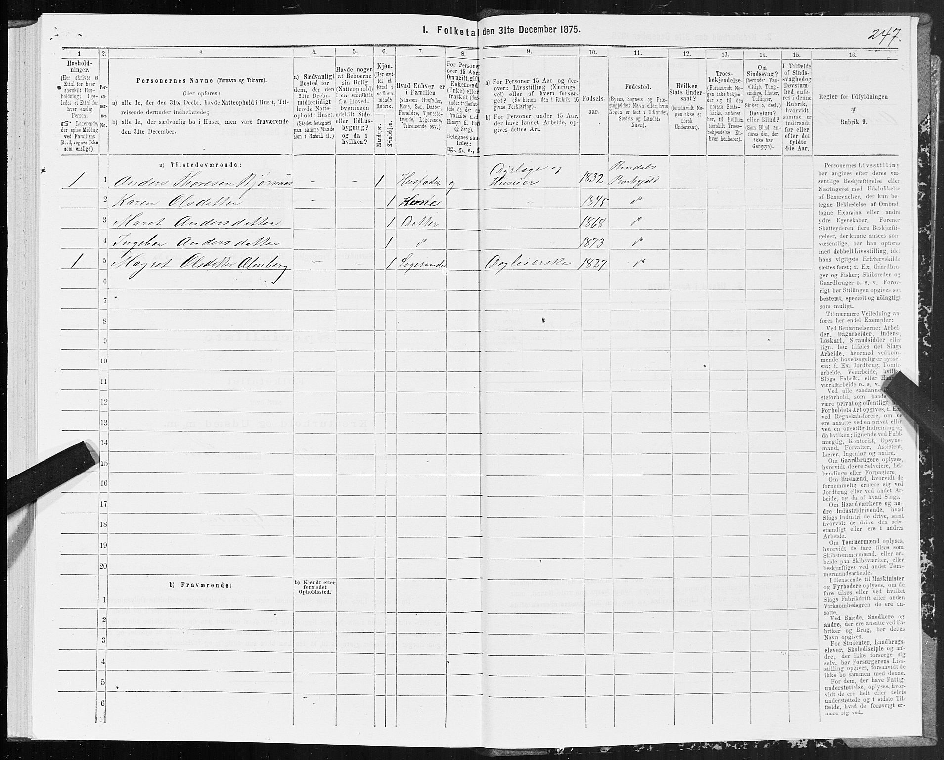 SAT, Folketelling 1875 for 1566P Surnadal prestegjeld, 1875, s. 2247