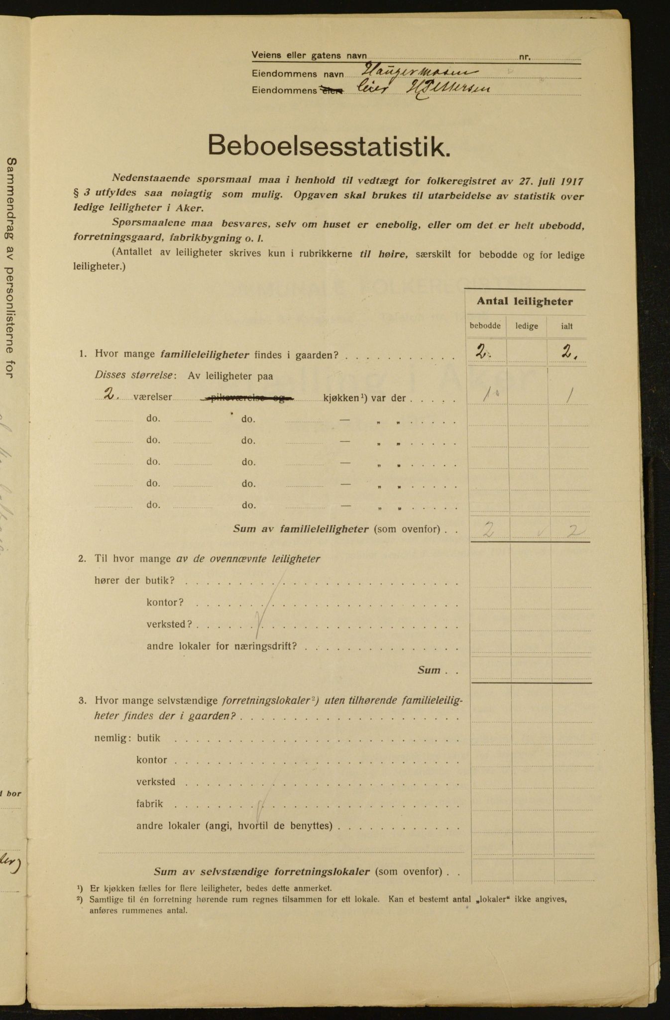 OBA, Kommunal folketelling 1.12.1917 for Aker, 1917, s. 11665