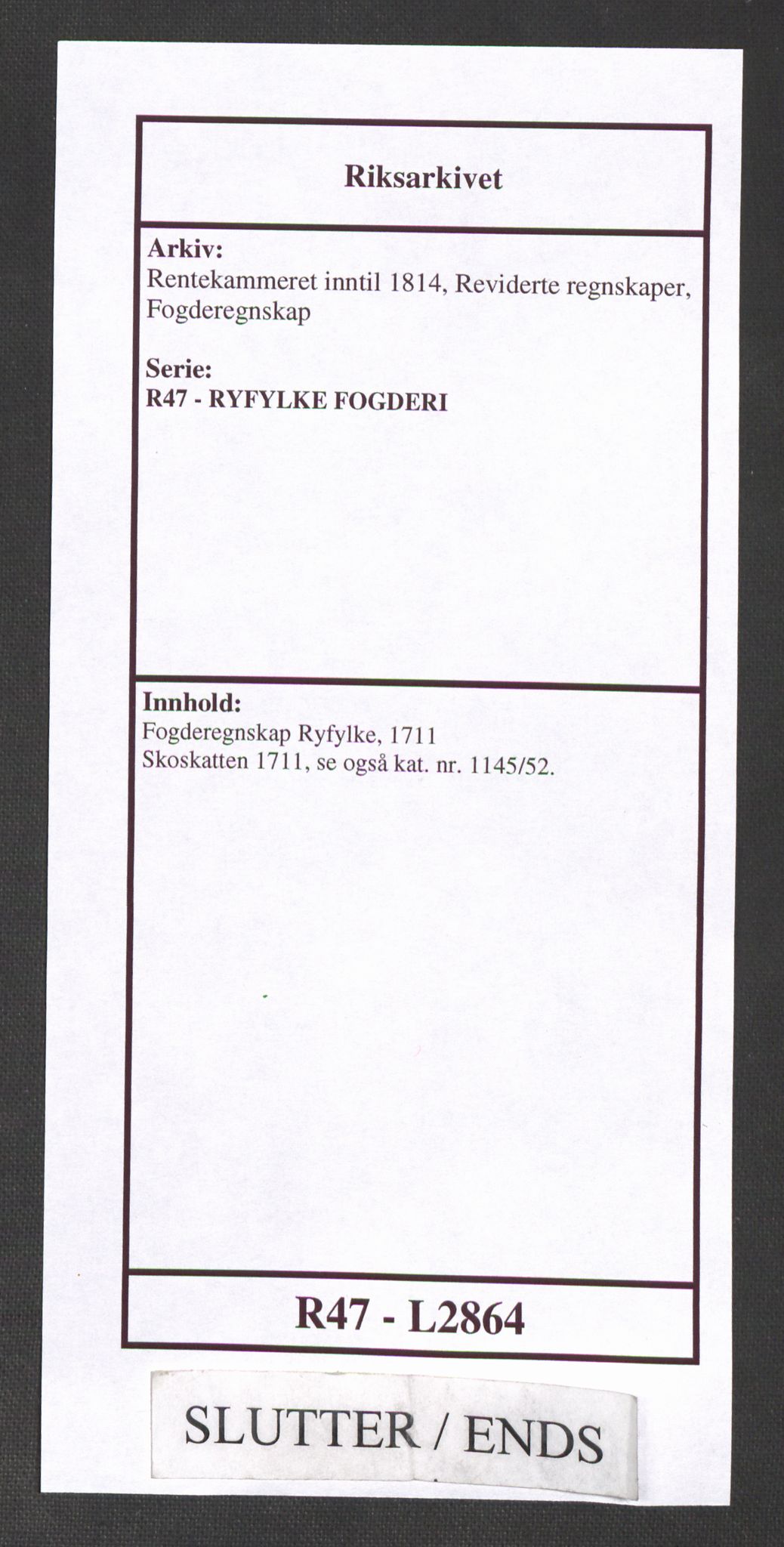 Rentekammeret inntil 1814, Reviderte regnskaper, Fogderegnskap, AV/RA-EA-4092/R47/L2864: Fogderegnskap Ryfylke, 1711, s. 550