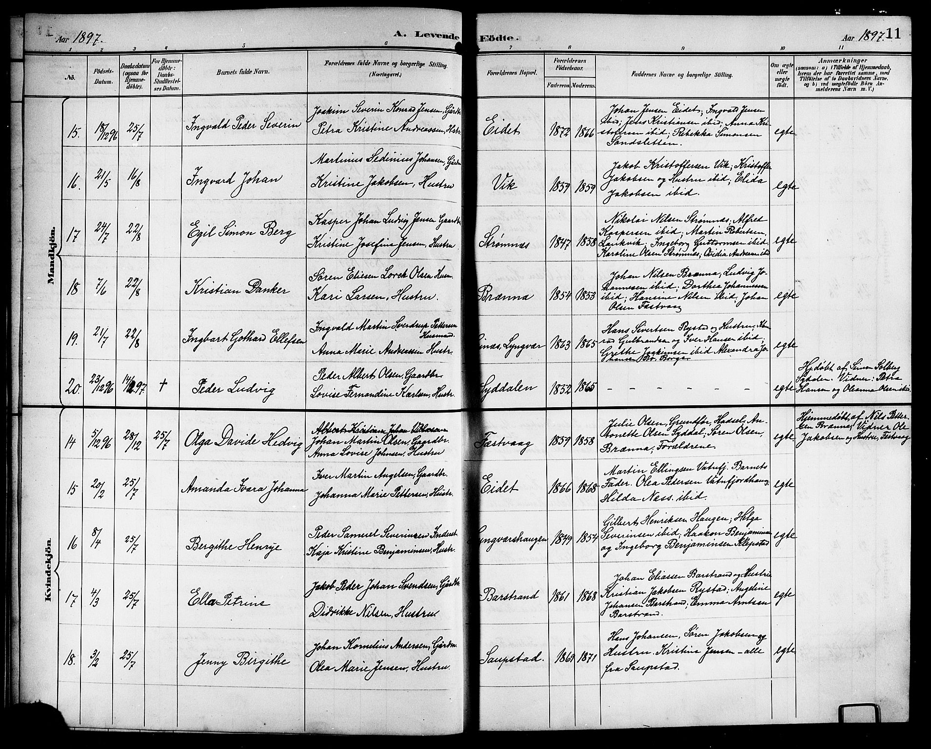 Ministerialprotokoller, klokkerbøker og fødselsregistre - Nordland, AV/SAT-A-1459/876/L1105: Klokkerbok nr. 876C04, 1896-1914, s. 11