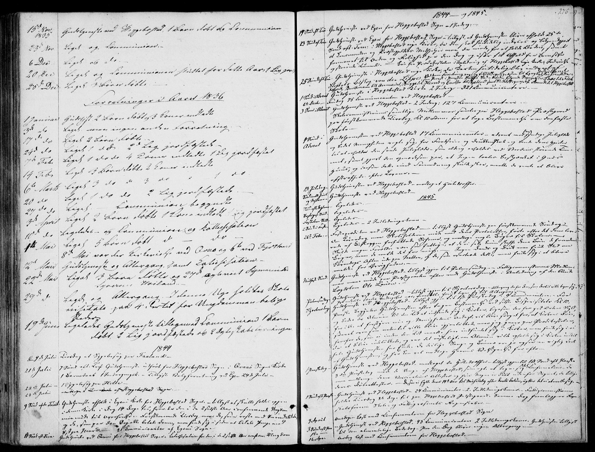 Hægebostad sokneprestkontor, AV/SAK-1111-0024/F/Fa/Faa/L0004: Ministerialbok nr. A 4, 1834-1864, s. 276