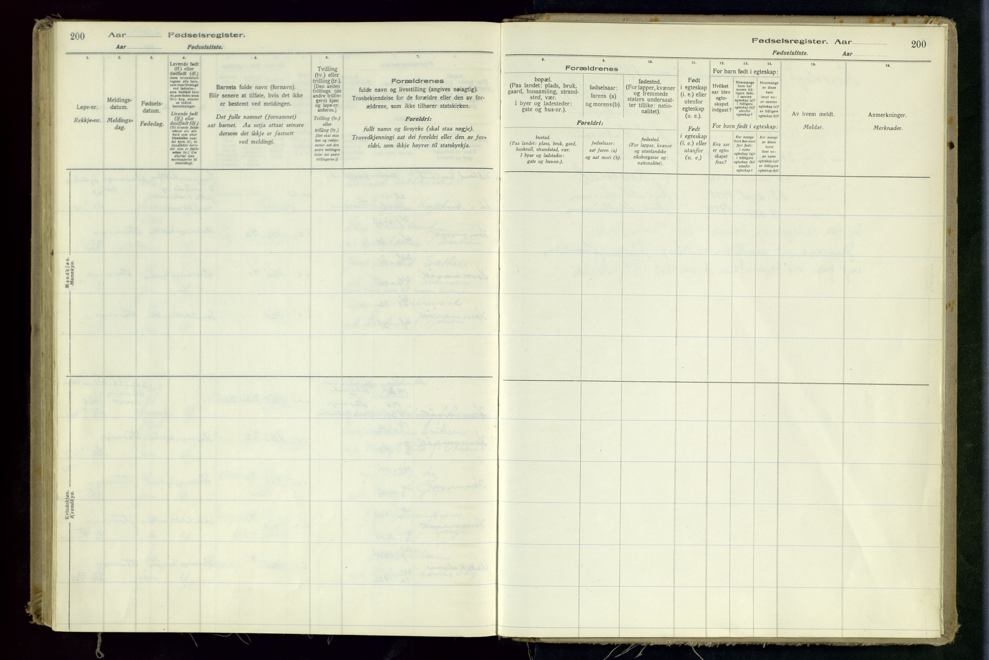 Hetland sokneprestkontor, SAST/A-101826/70/704BA/L0002: Fødselsregister nr. 2, 1916-1968, s. 200