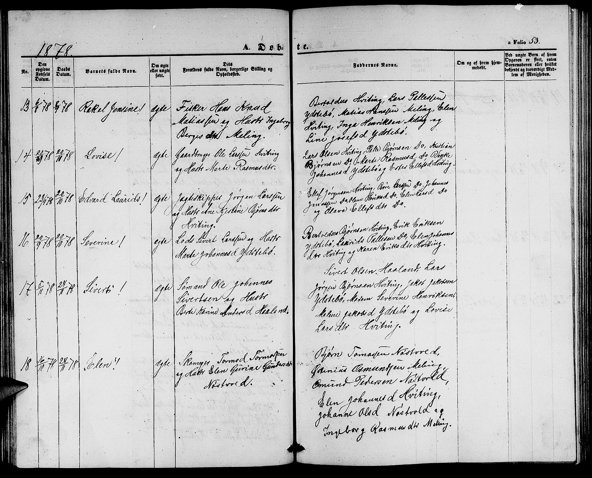 Rennesøy sokneprestkontor, SAST/A -101827/H/Ha/Hab/L0003: Klokkerbok nr. B 3, 1855-1888, s. 53