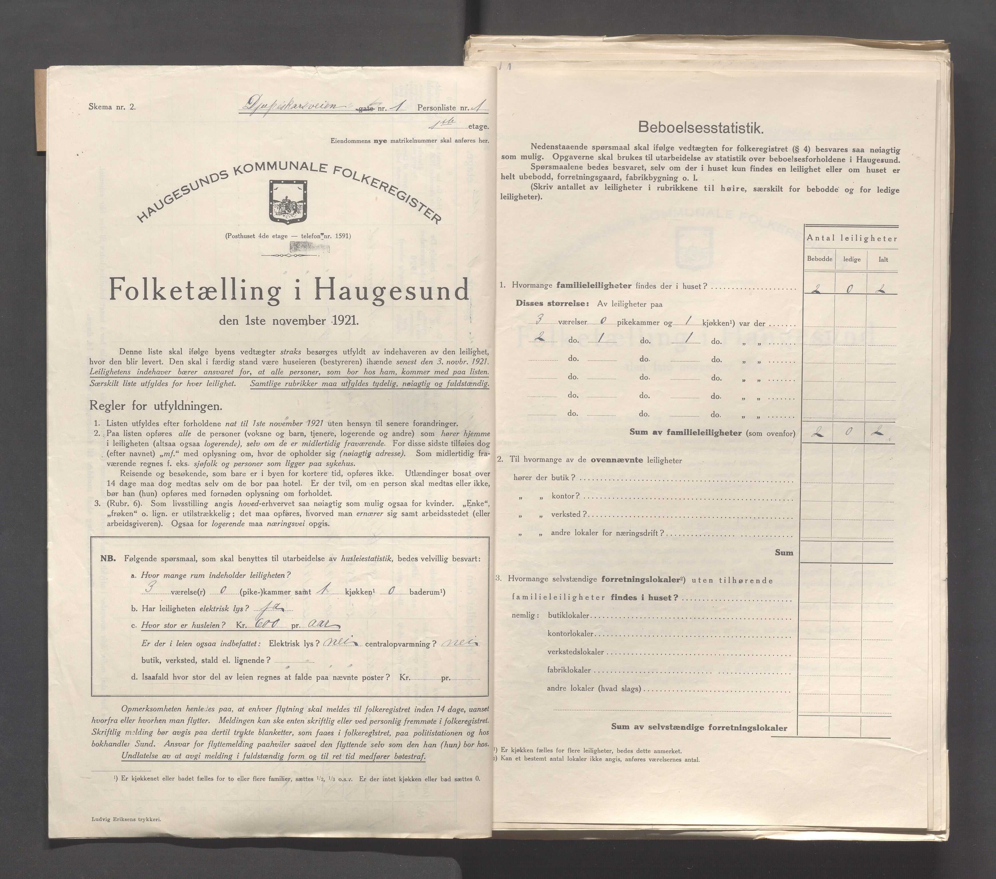 IKAR, Kommunal folketelling 1.11.1921 for Haugesund, 1921, s. 459