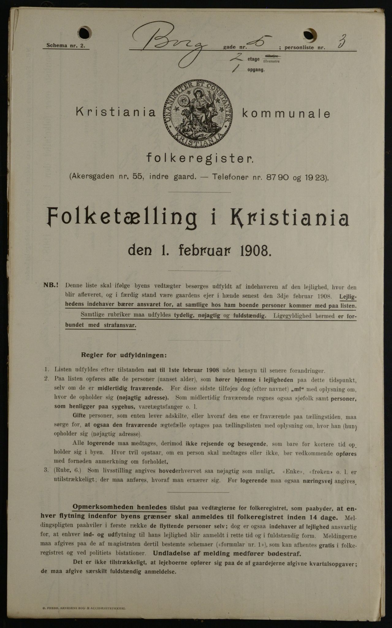 OBA, Kommunal folketelling 1.2.1908 for Kristiania kjøpstad, 1908, s. 7522