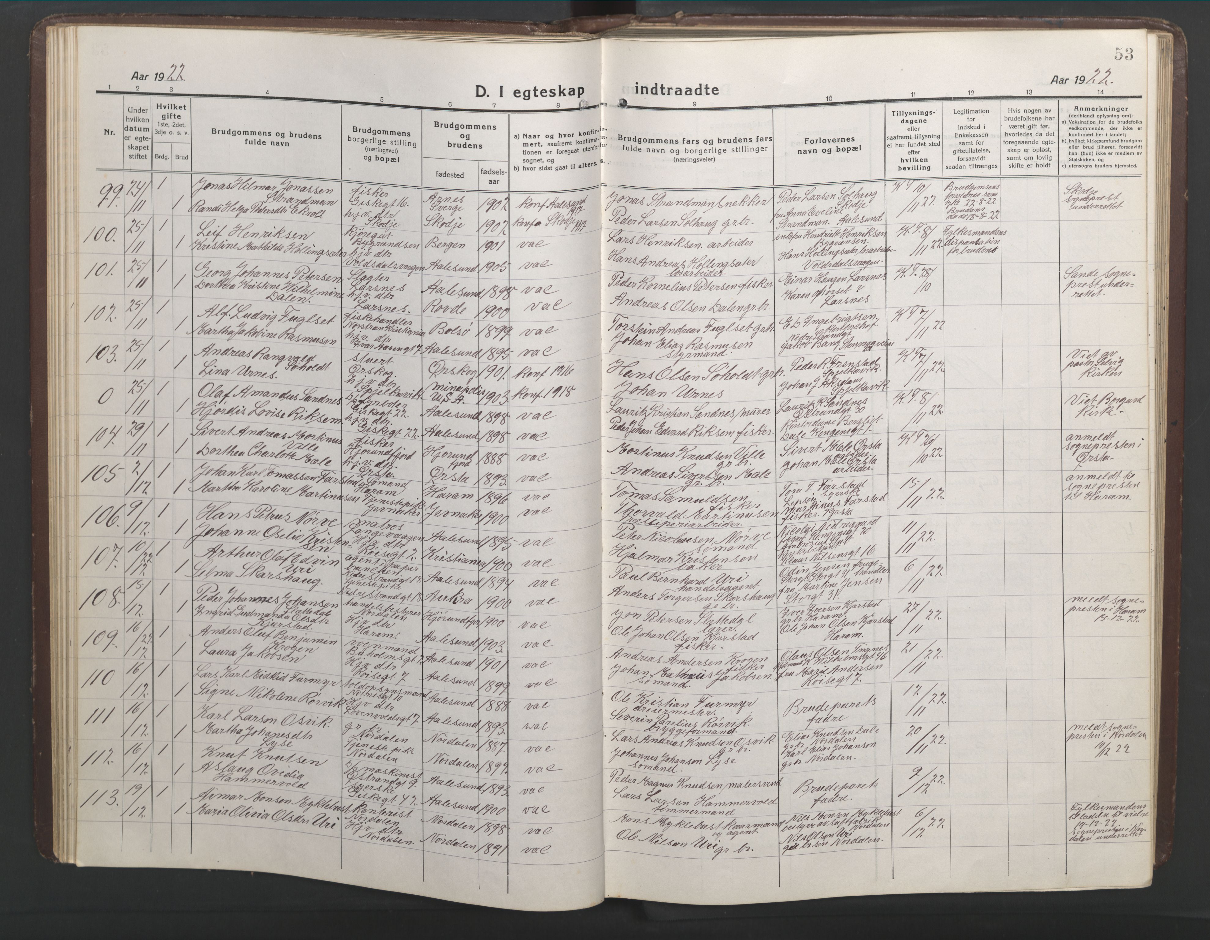 Ministerialprotokoller, klokkerbøker og fødselsregistre - Møre og Romsdal, AV/SAT-A-1454/529/L0473: Klokkerbok nr. 529C10, 1918-1941, s. 53