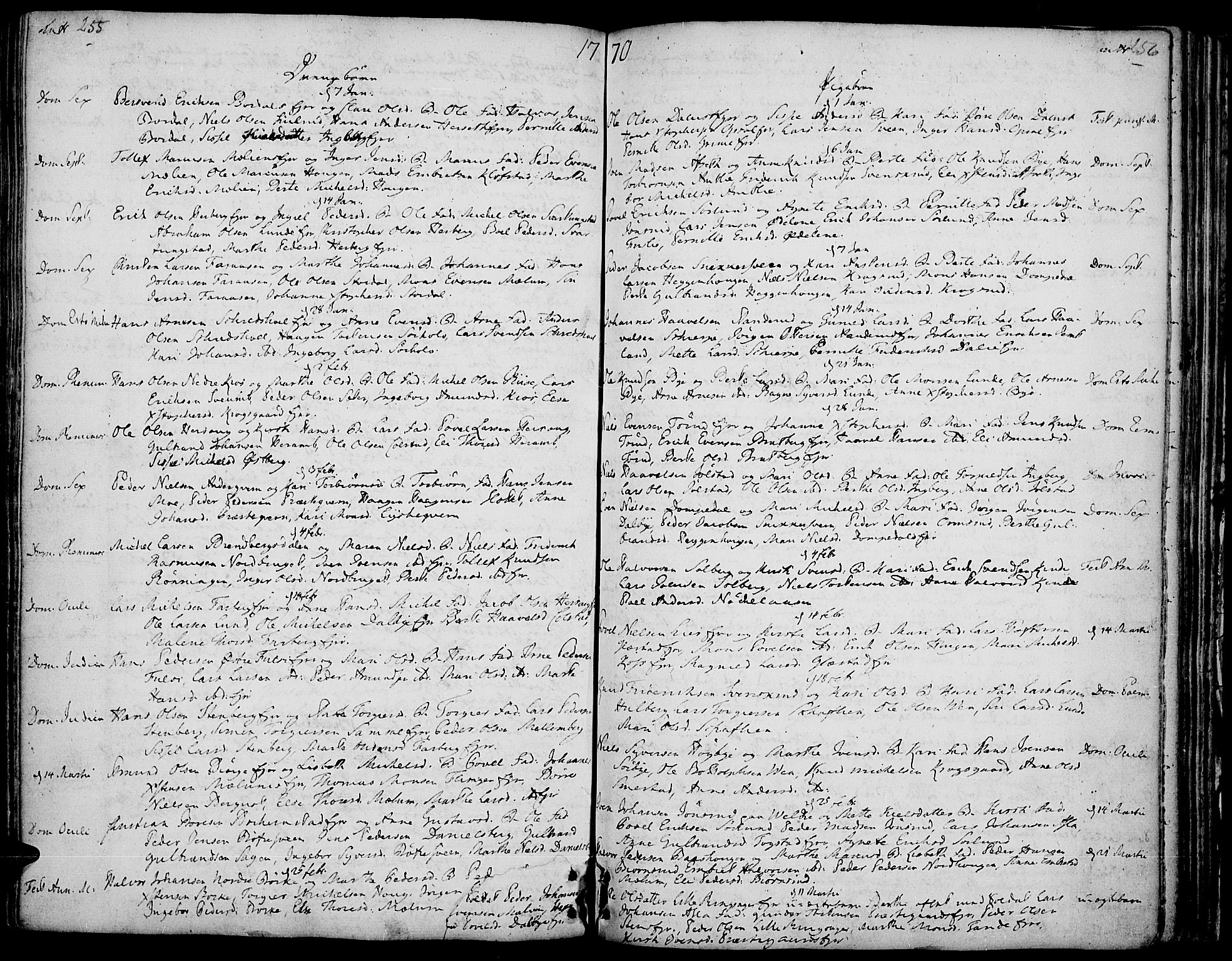 Ringsaker prestekontor, AV/SAH-PREST-014/K/Ka/L0002: Ministerialbok nr. 2, 1747-1774, s. 255-256